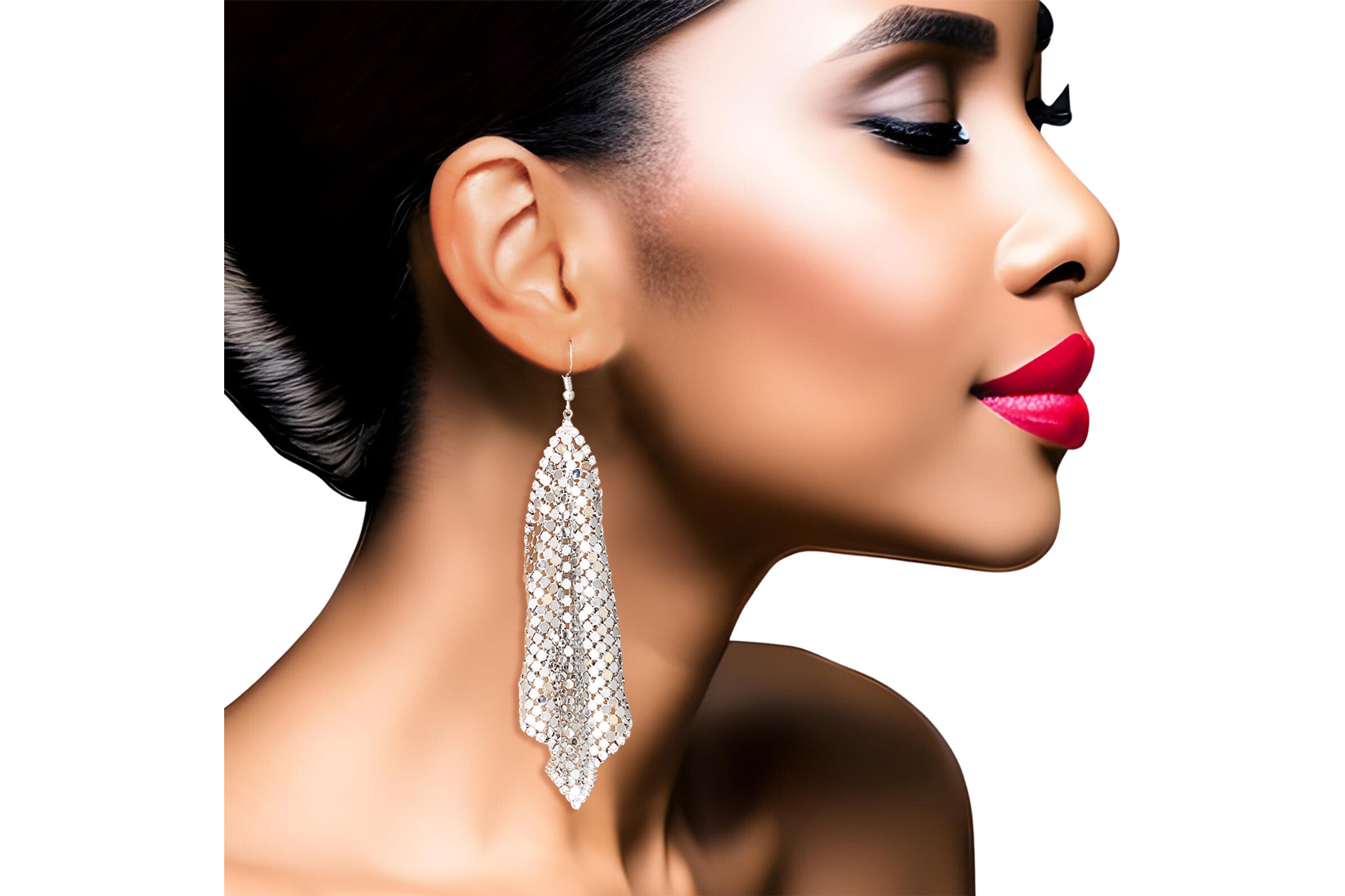 Silver Mesh Chainmail Earrings