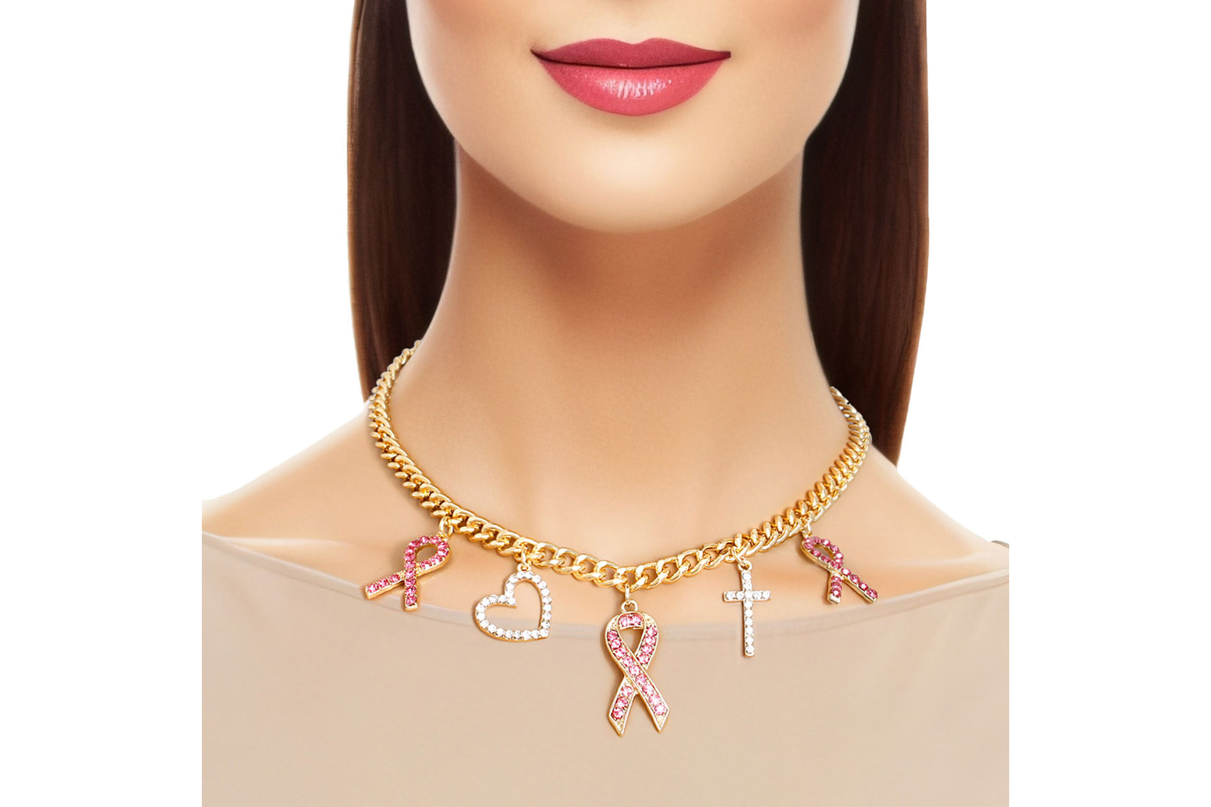 Breast cancer necklace charm sales