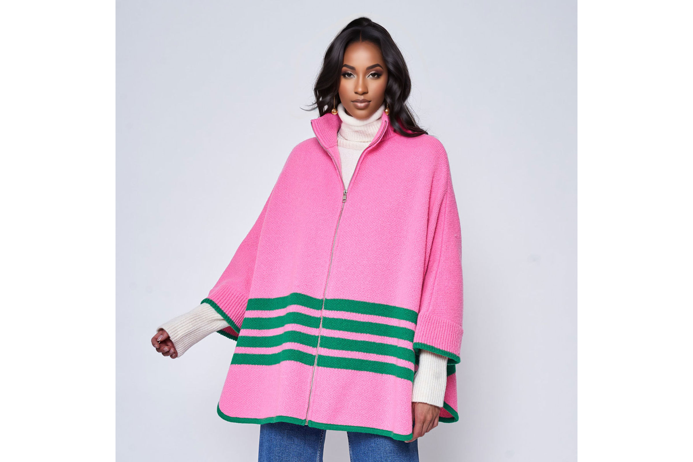 Pink and discount green striped sweater