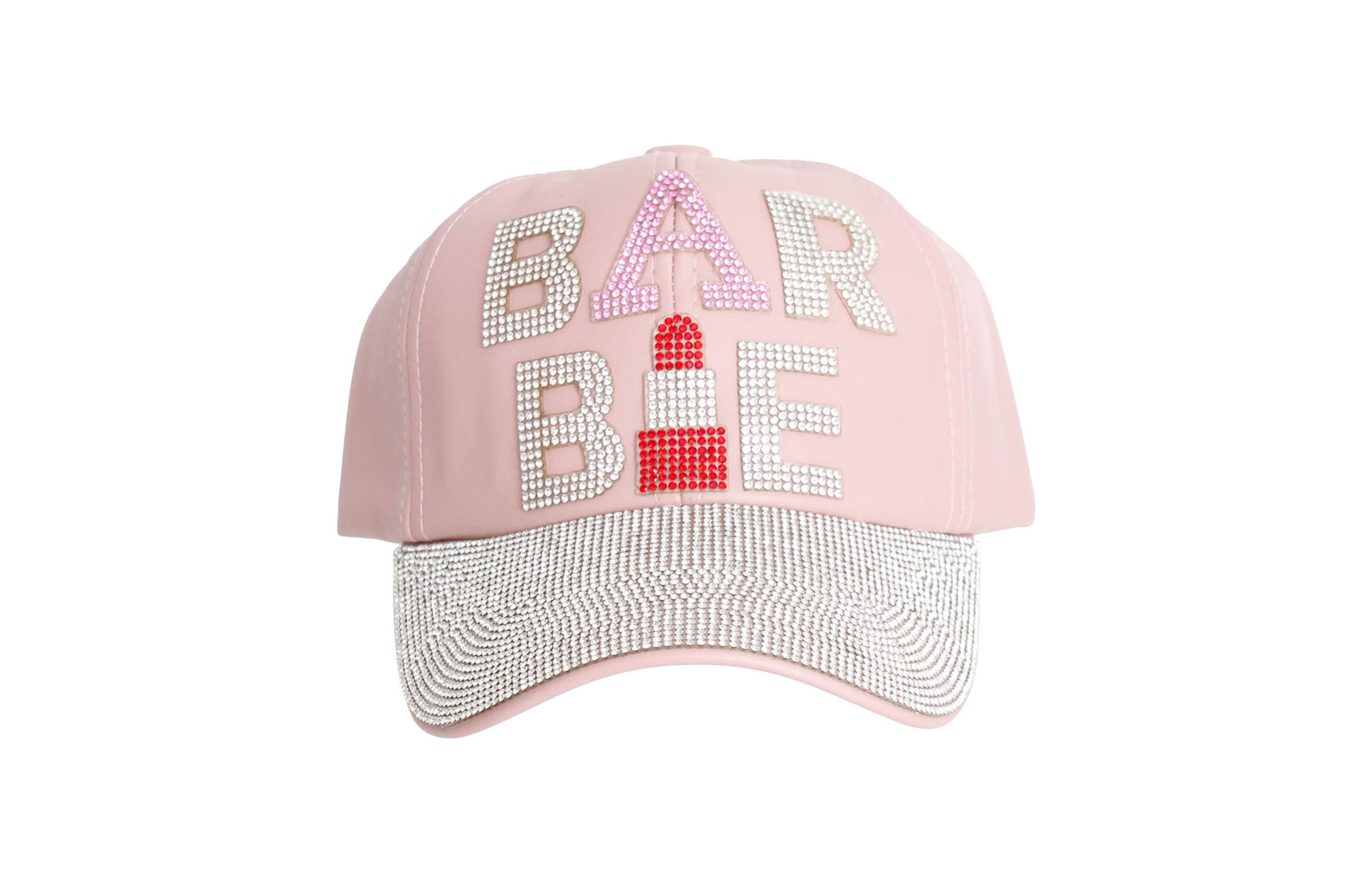 Pink leather discount baseball cap