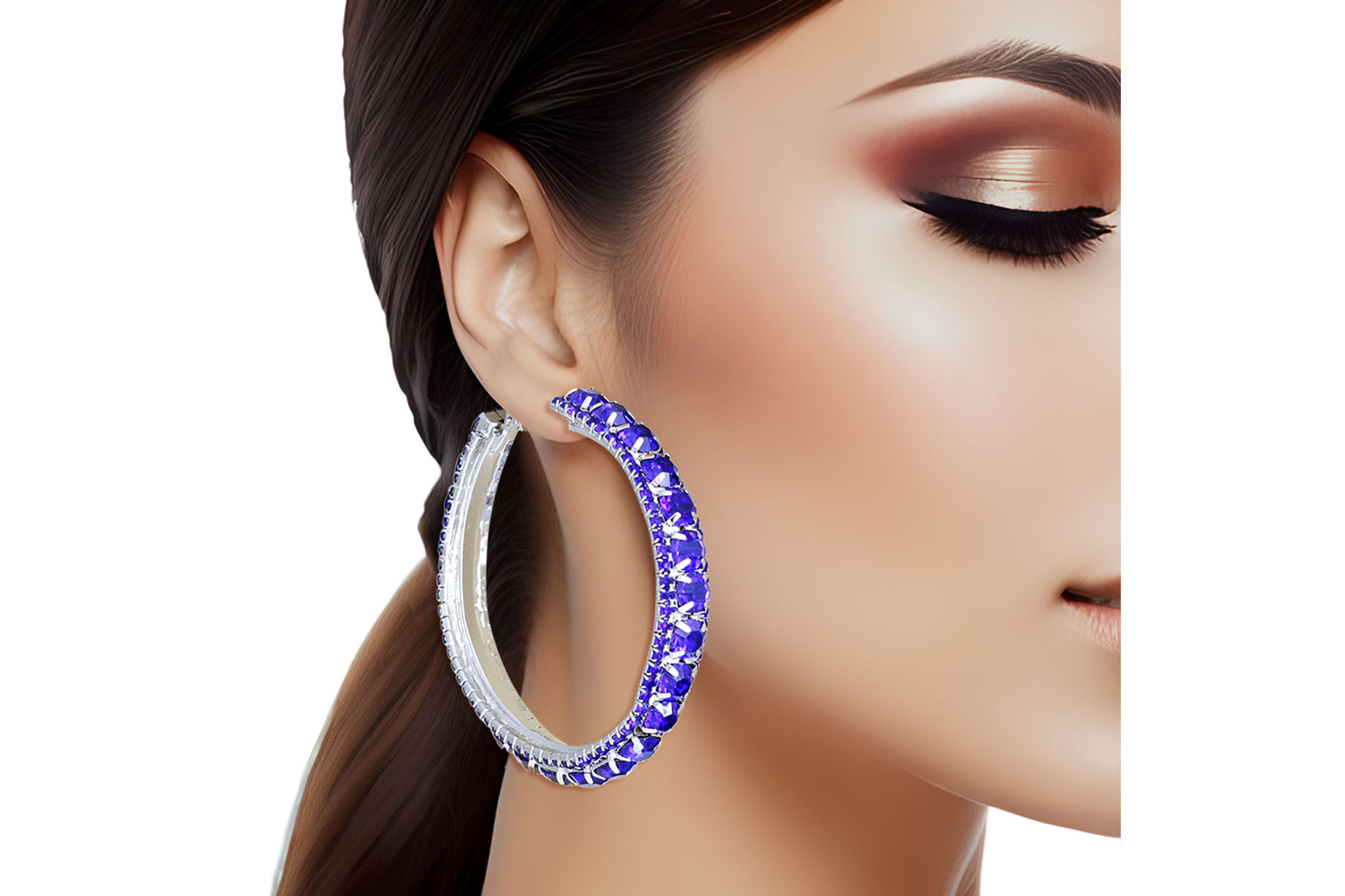 Hoop earrings discount with blue stones