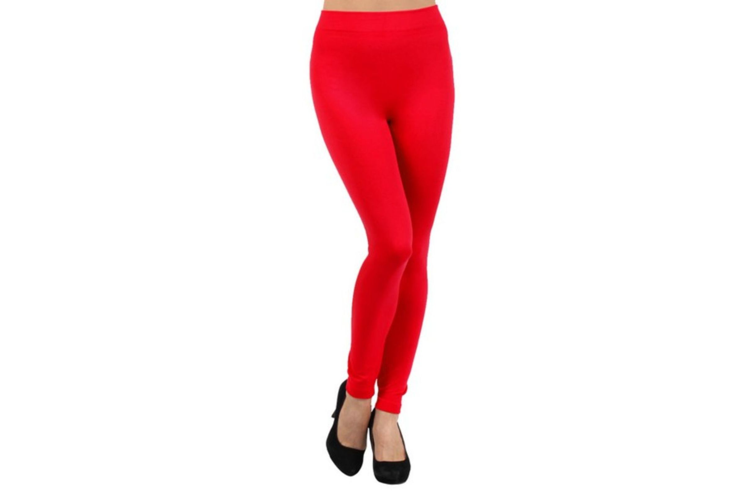 Wholesale Red Fleece Lined Midrise Woman s Leggings