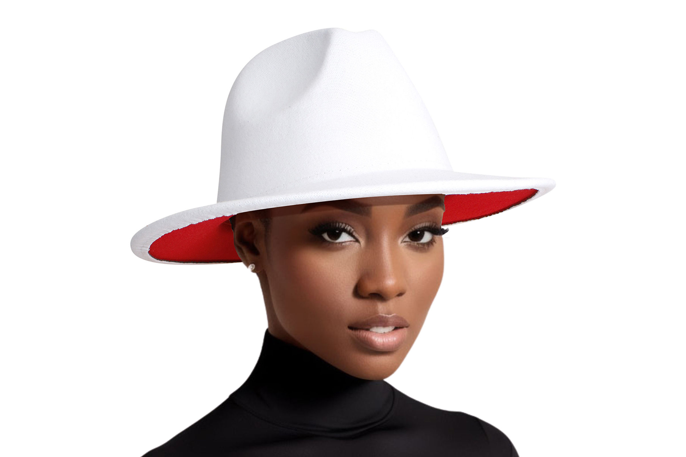 Wholesale Fedora White Red Two Tone Wide Brim Hat for Women