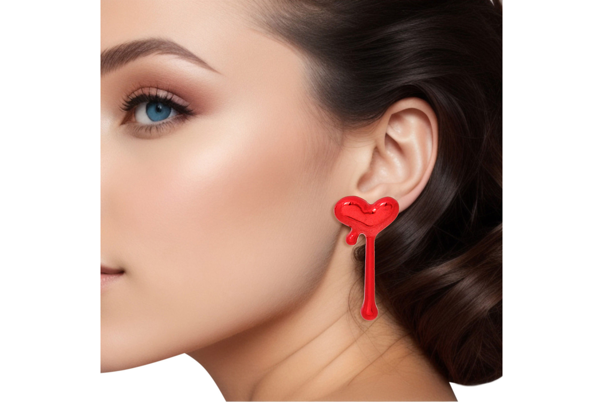 Wholesale Stud Red Small Dripping Heart Earrings for Women