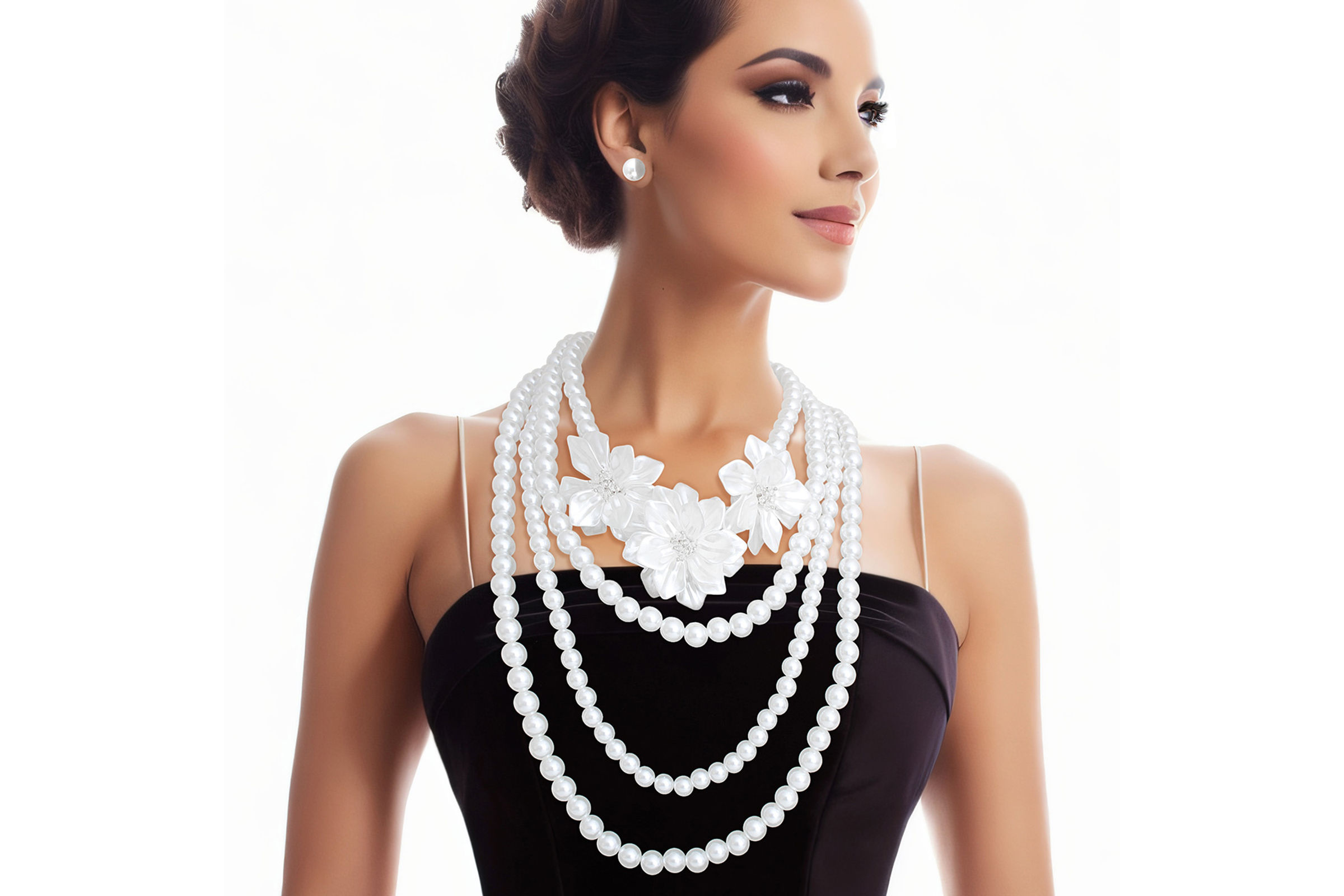 4 strand sales pearl necklace