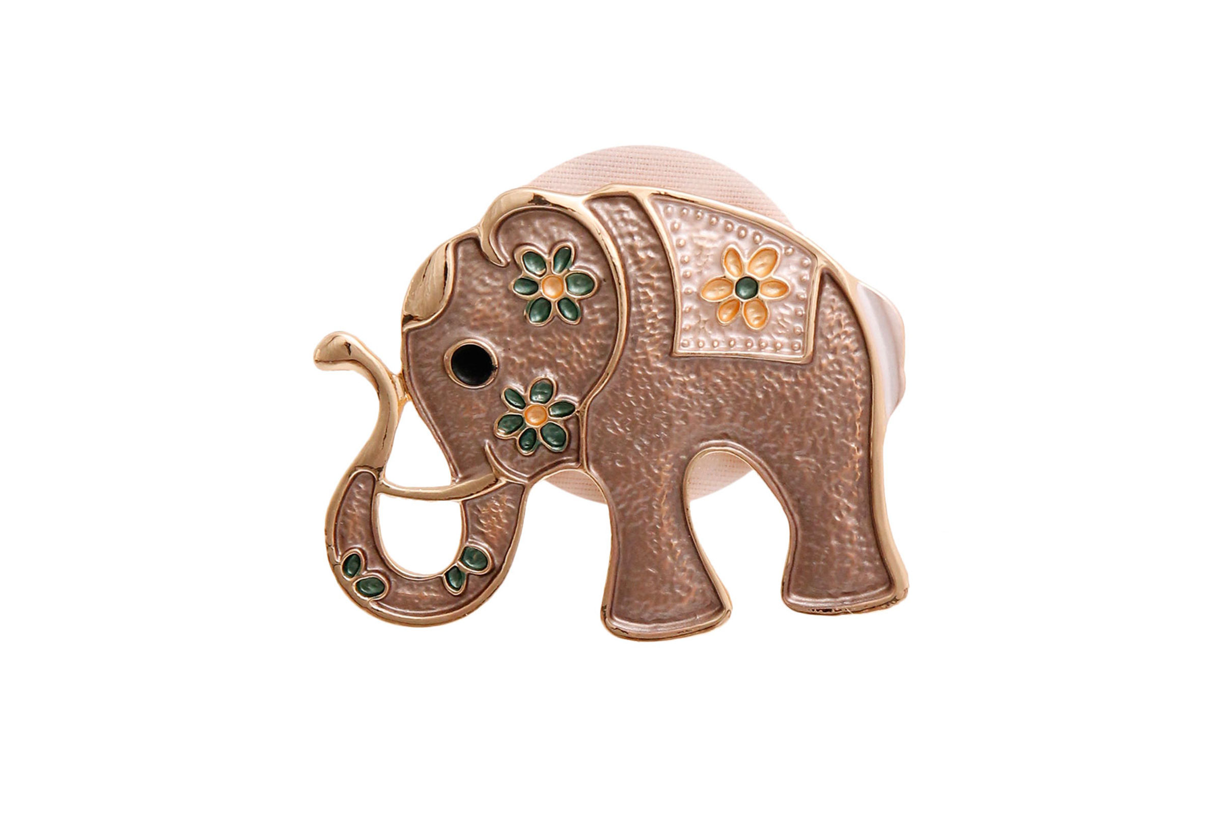 Brown and Gold Elephant Magnet Brooch- Order Wholesale