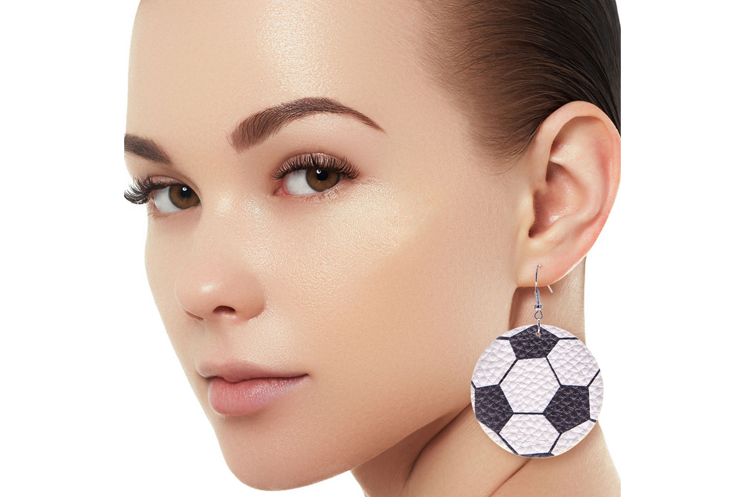 Leather soccer clearance earrings