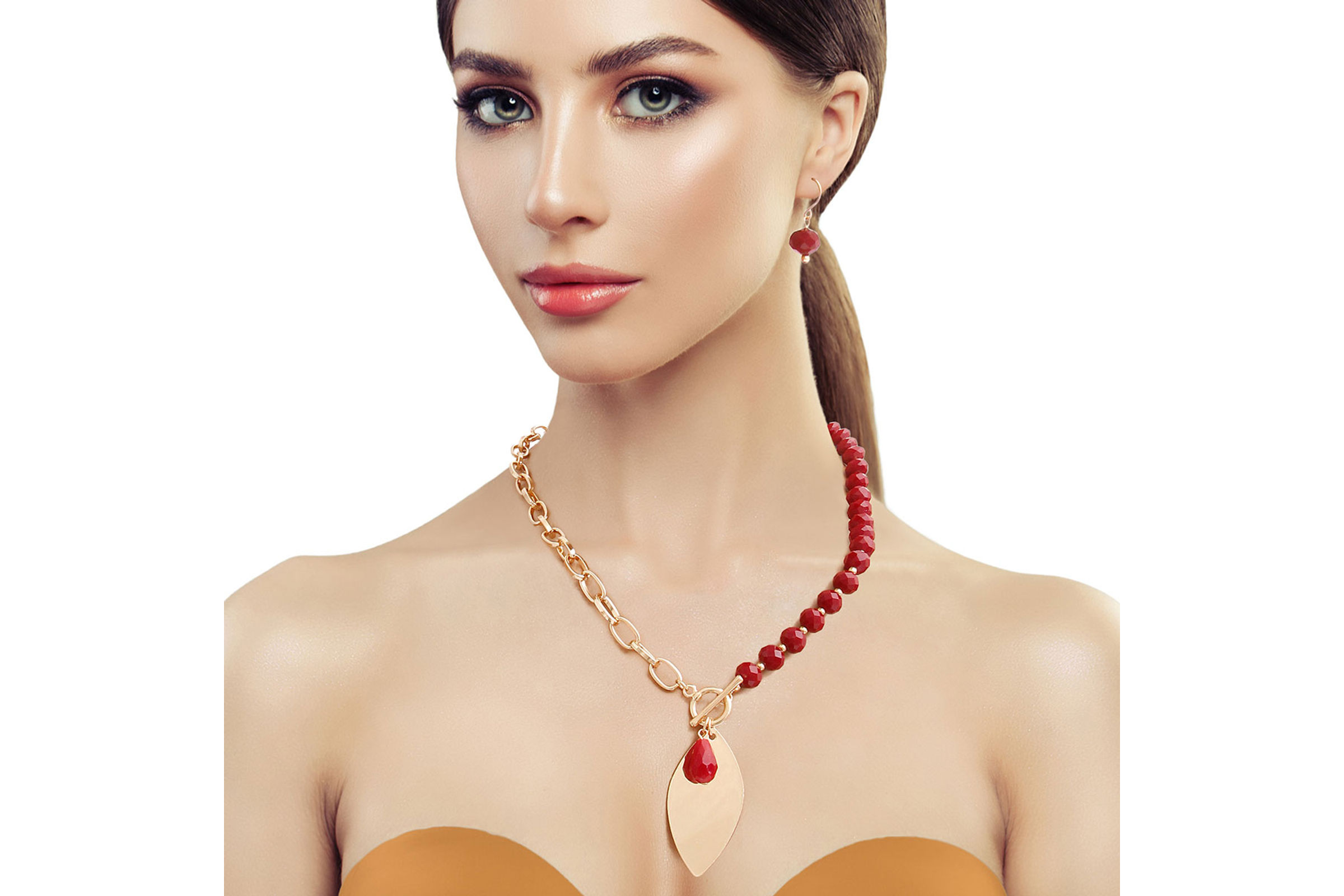 Burgundy Bead Toggle Necklace Order Wholesale