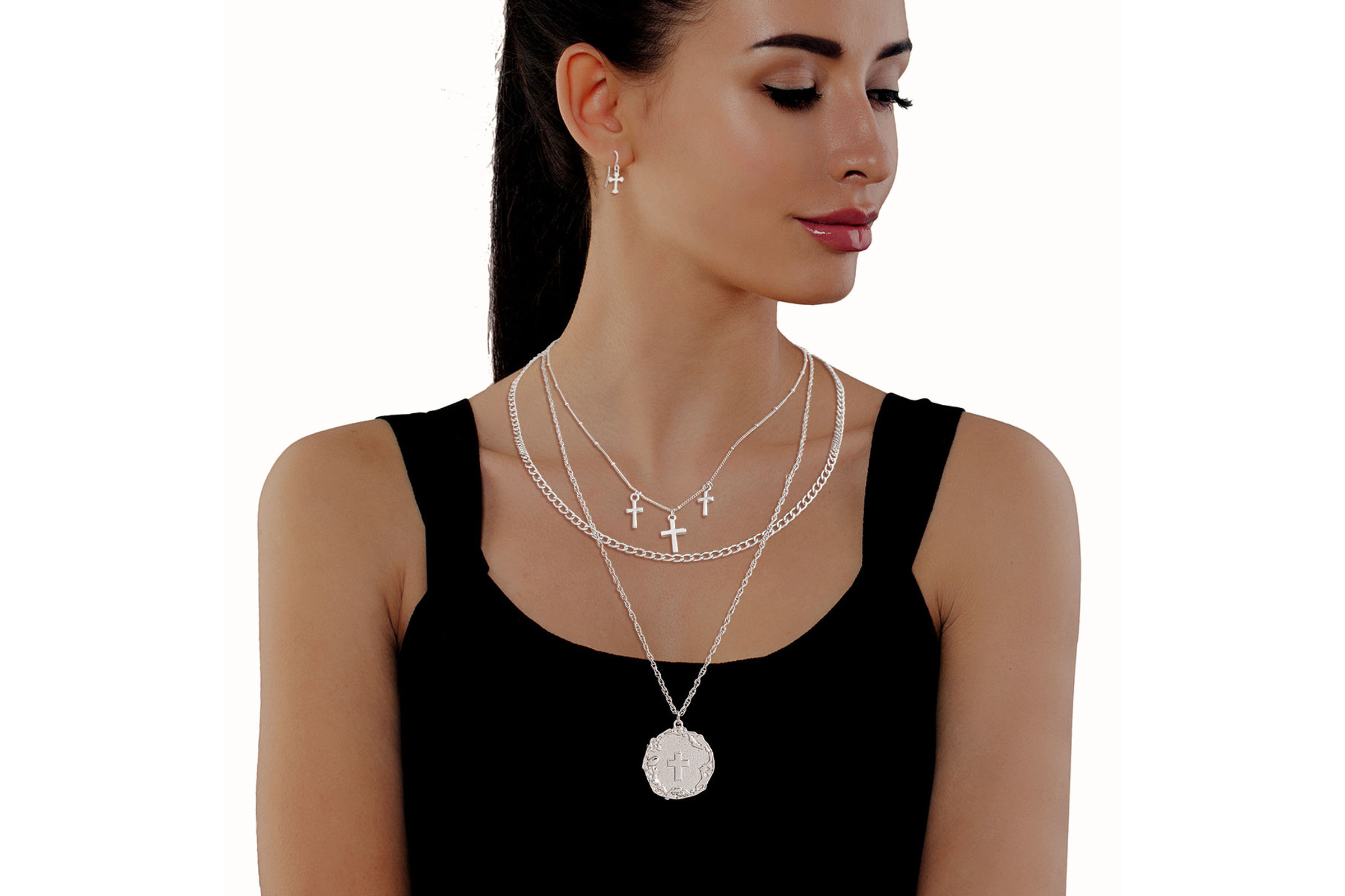 Religious top layered necklace
