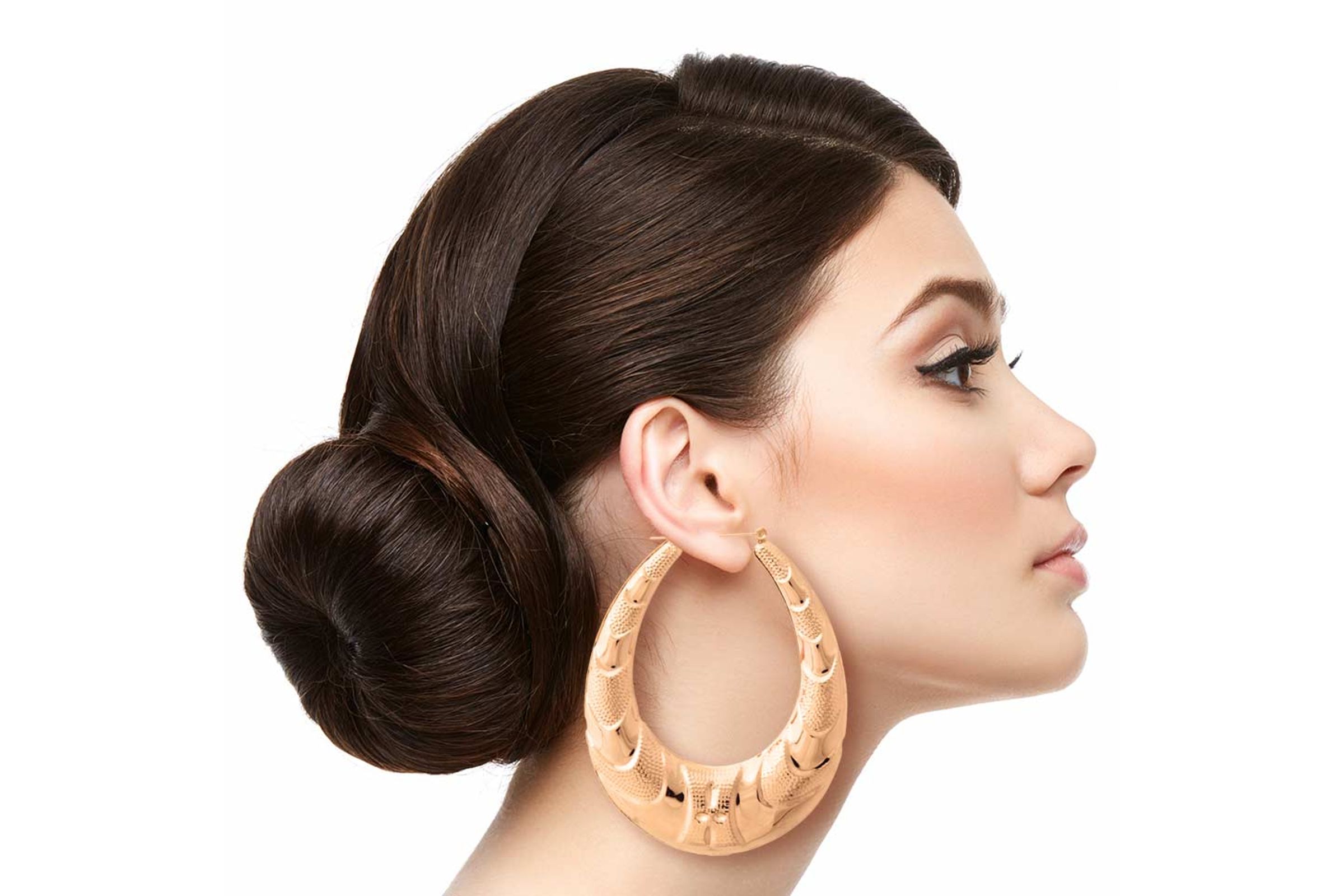 Big gold bamboo discount earrings