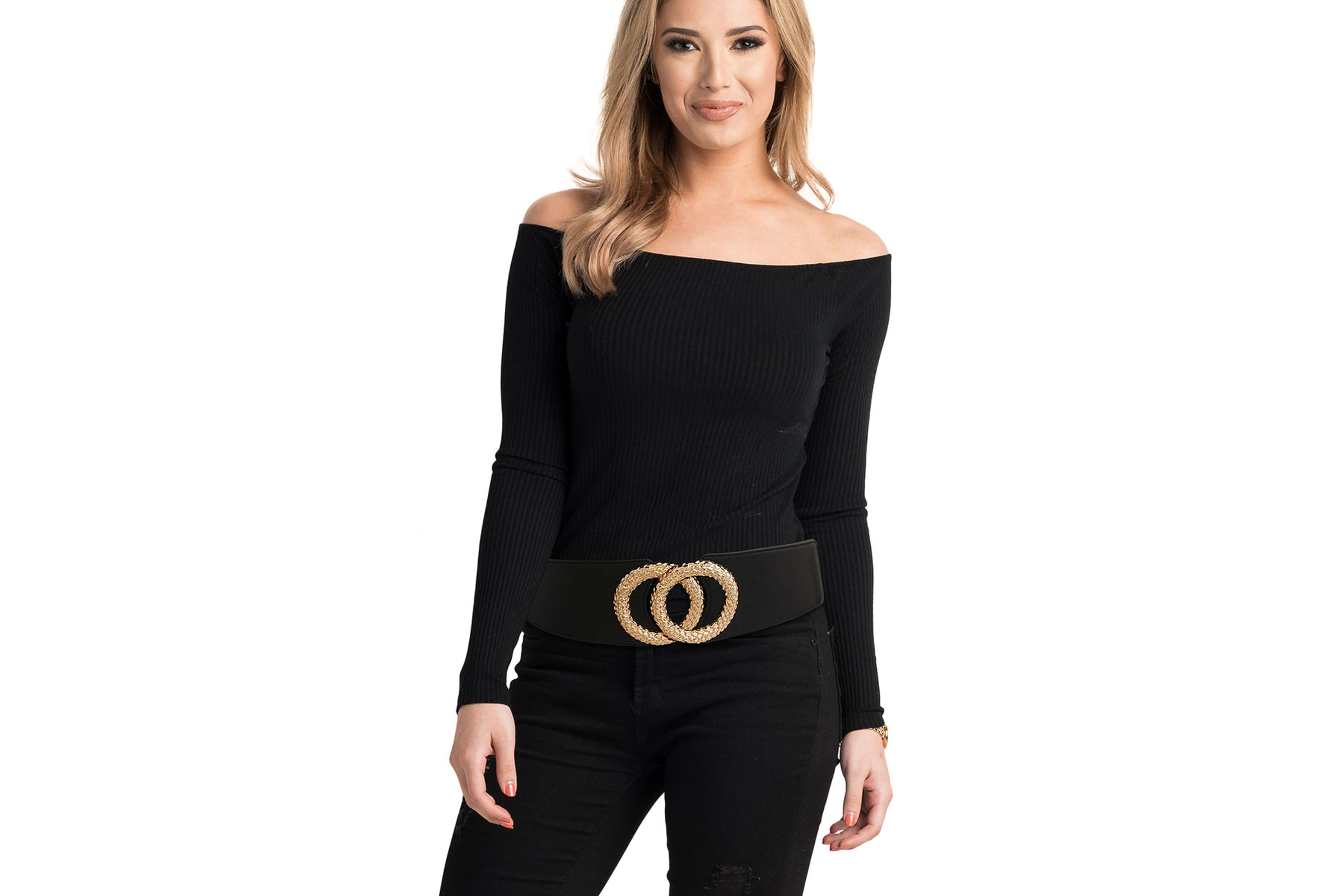Black stretch shop belt
