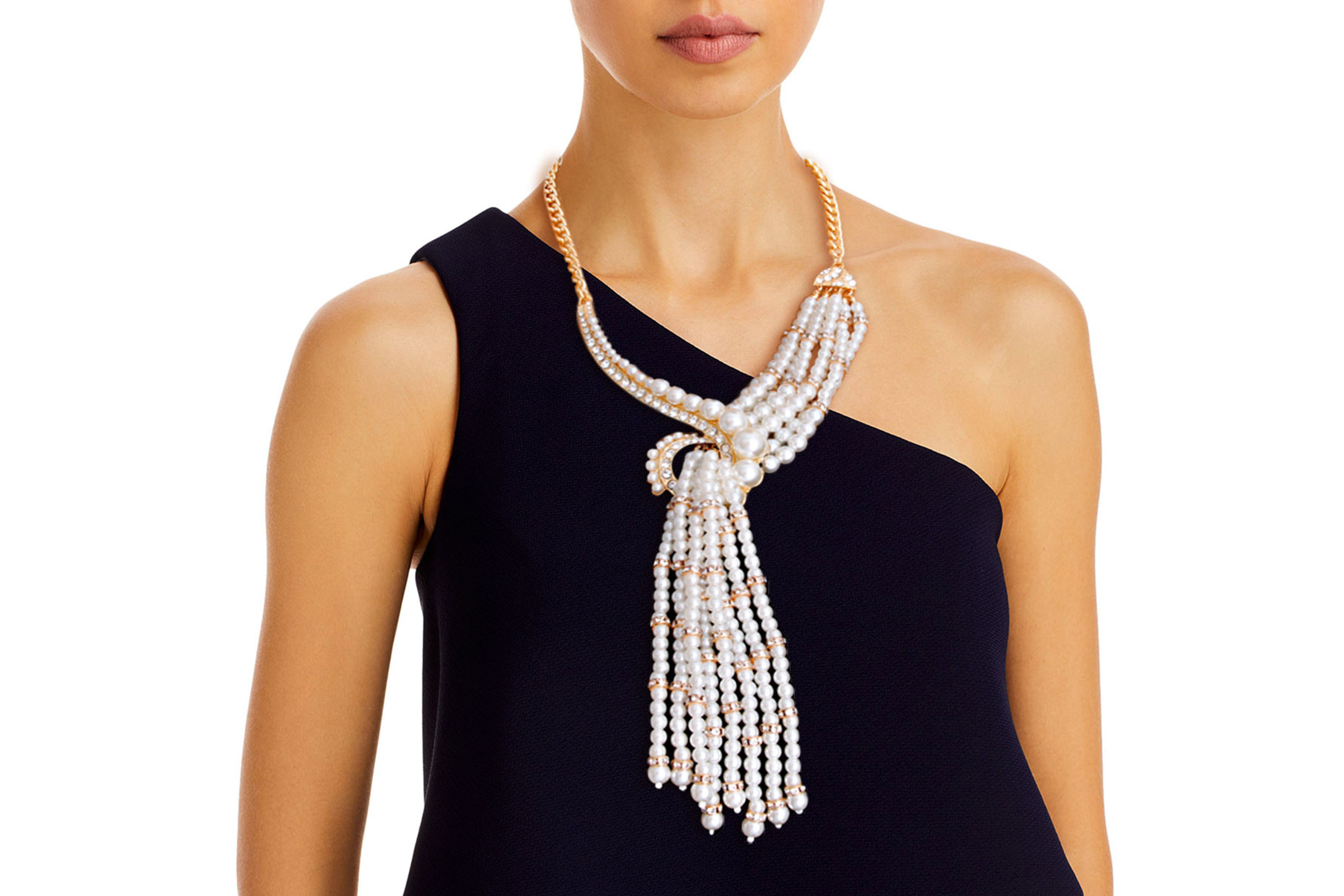 Pearl rhinestone necklace deals