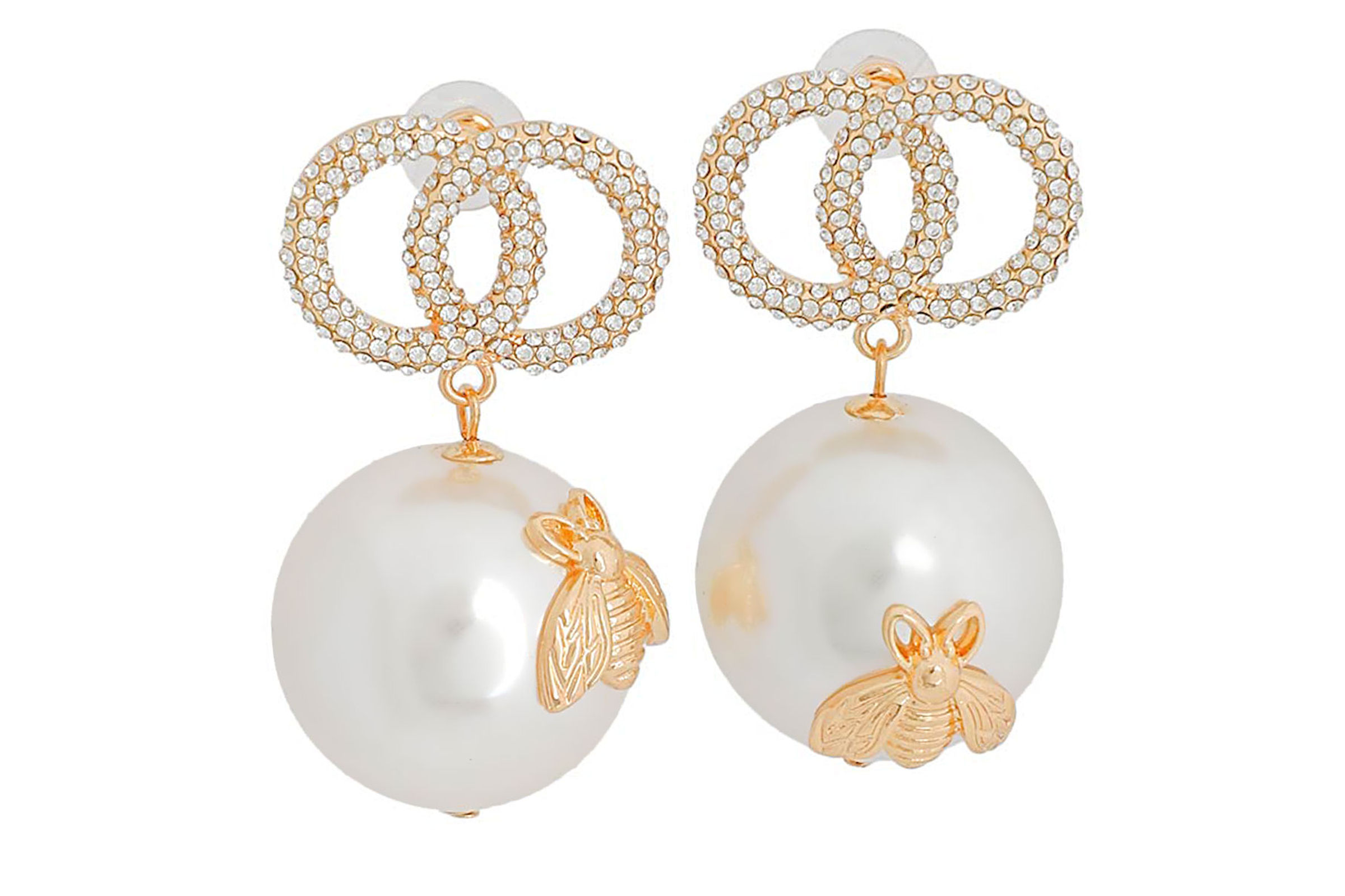 Gold Infinity Stud Jumbo Pearl Earrings Order Wholesale