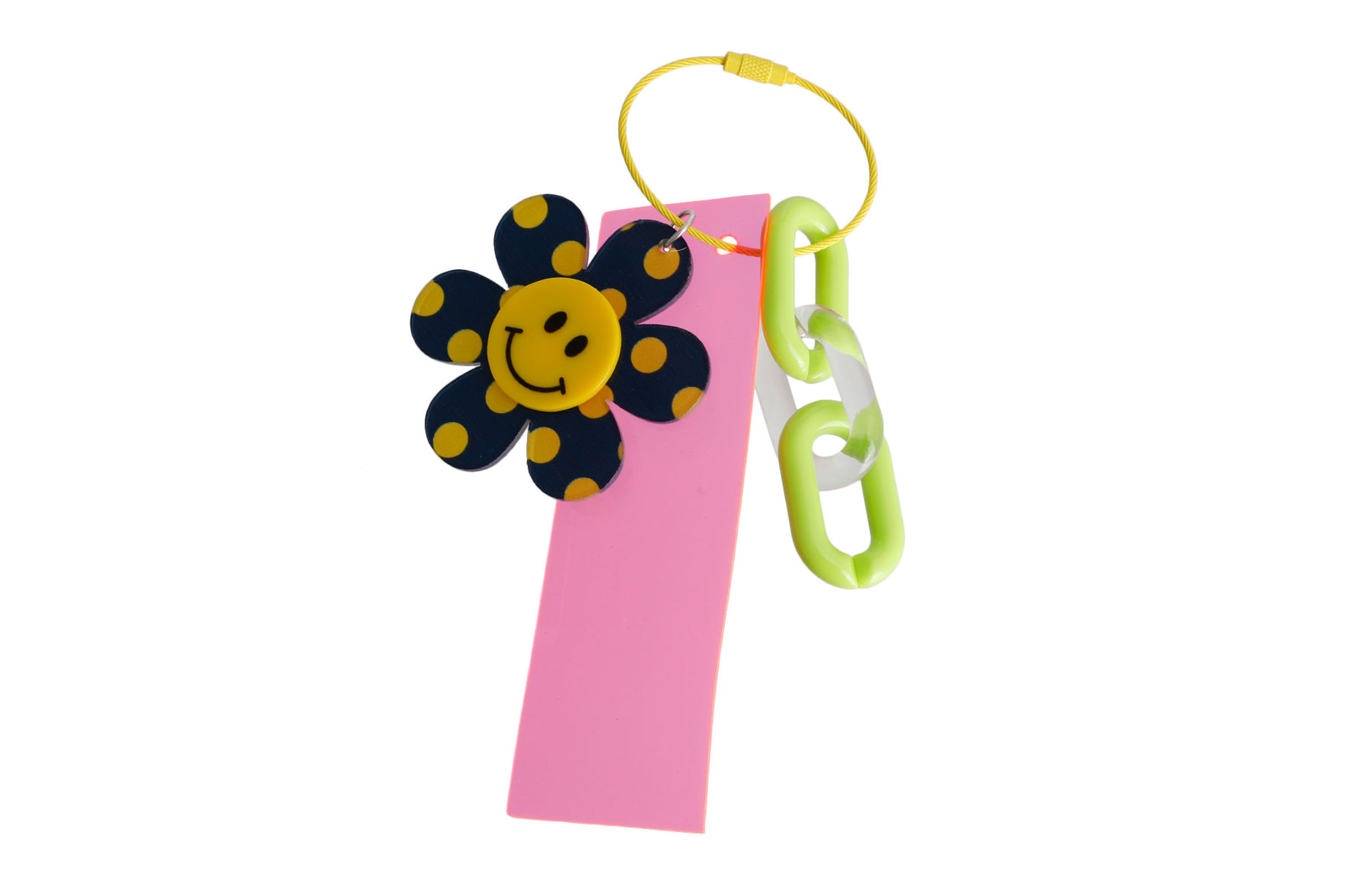 Pink Flower Bag Charm Keychain Key Fob Pearl Bling Charm Keyring