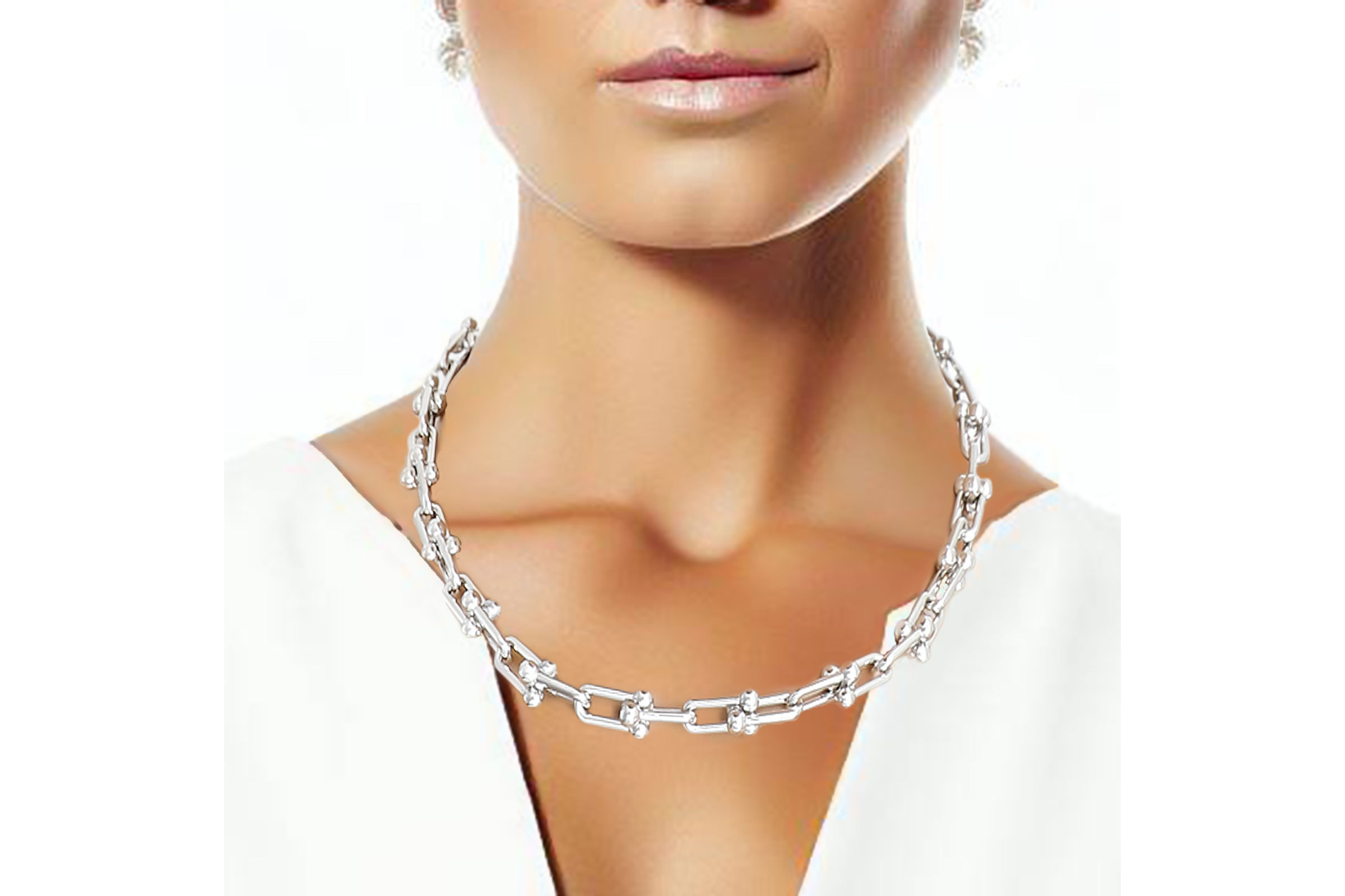 Tiffany HardWear graduated link necklace in 18k rose gold with pavé  diamonds. | Tiffany & Co.