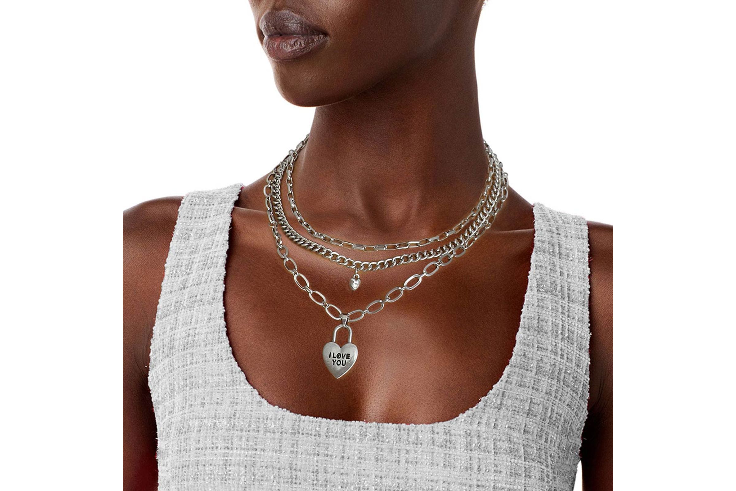 Heart & Lock Layered Chain Necklace
