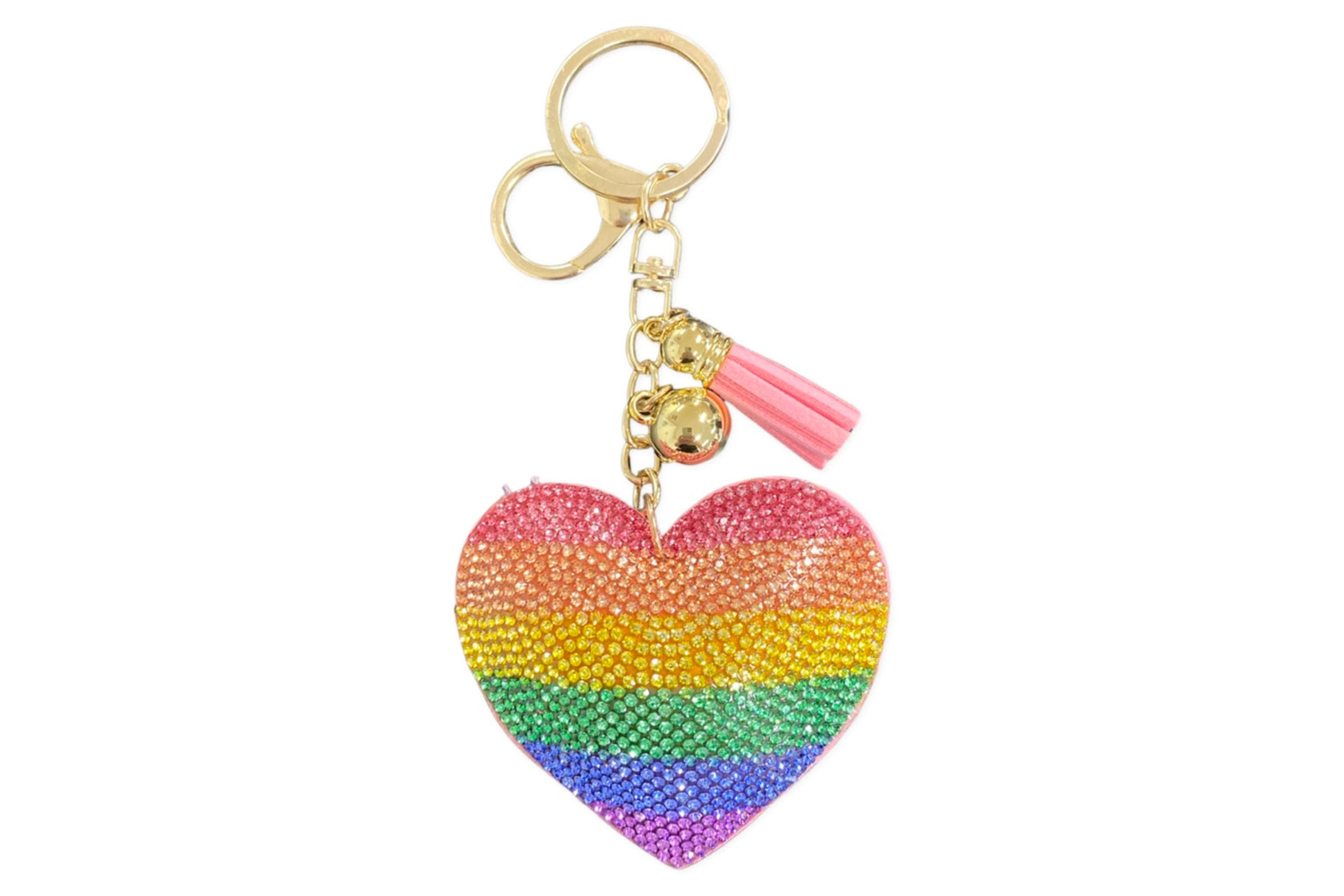 Rainbow Rhinestone Heart Keychain Order Wholesale