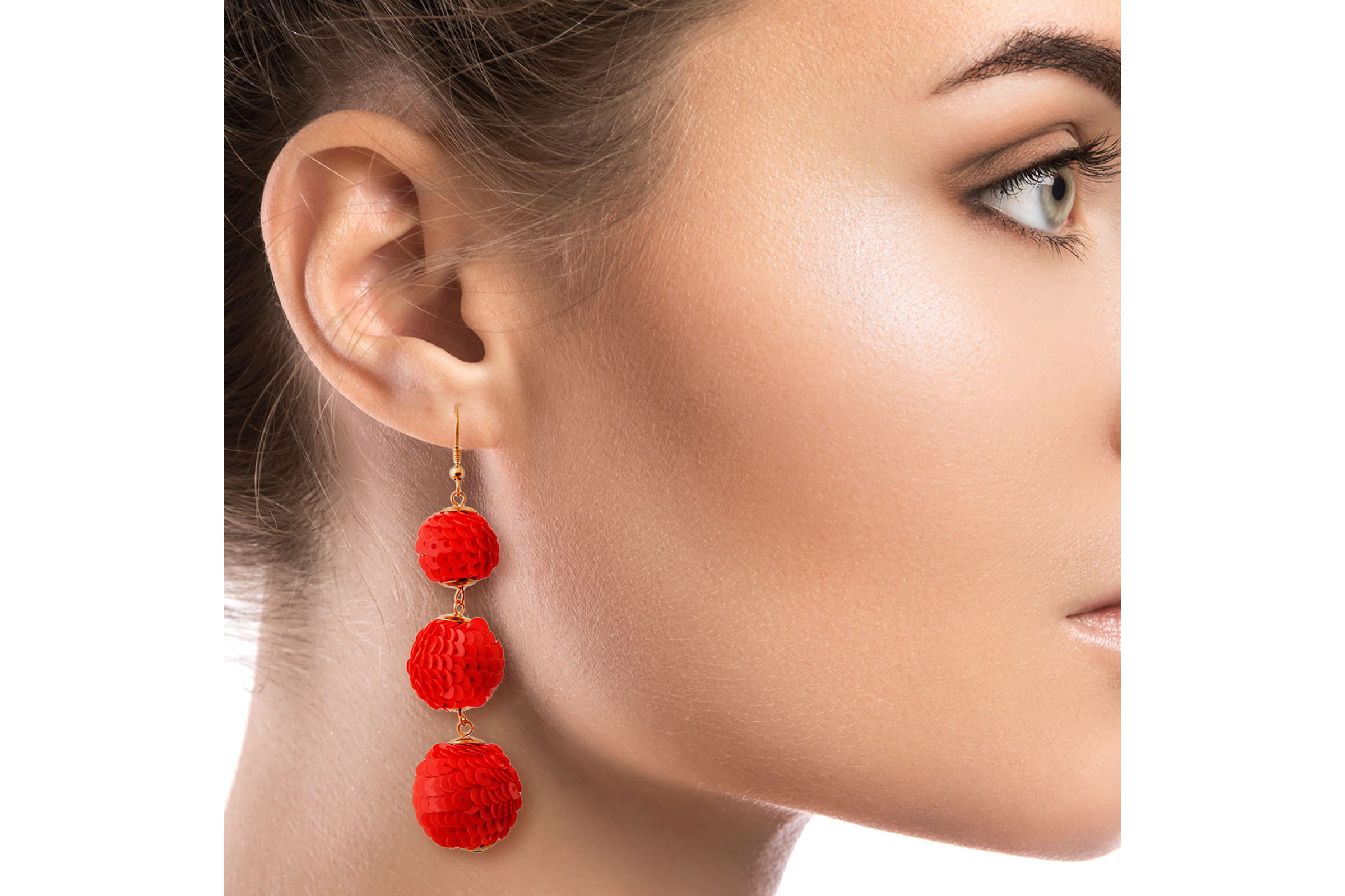 Red ball sales drop earrings