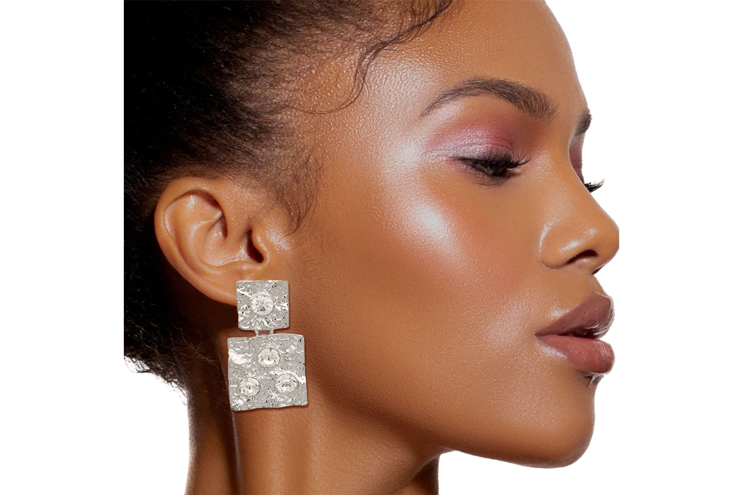Silver Square Rhinestone Earrings Order Wholesale