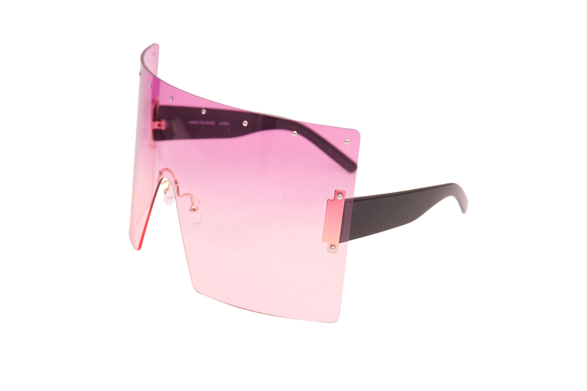 Luxe Designer-Inspired Metal Trim Detail Flat Top Shield Sunglasses - zeroUV