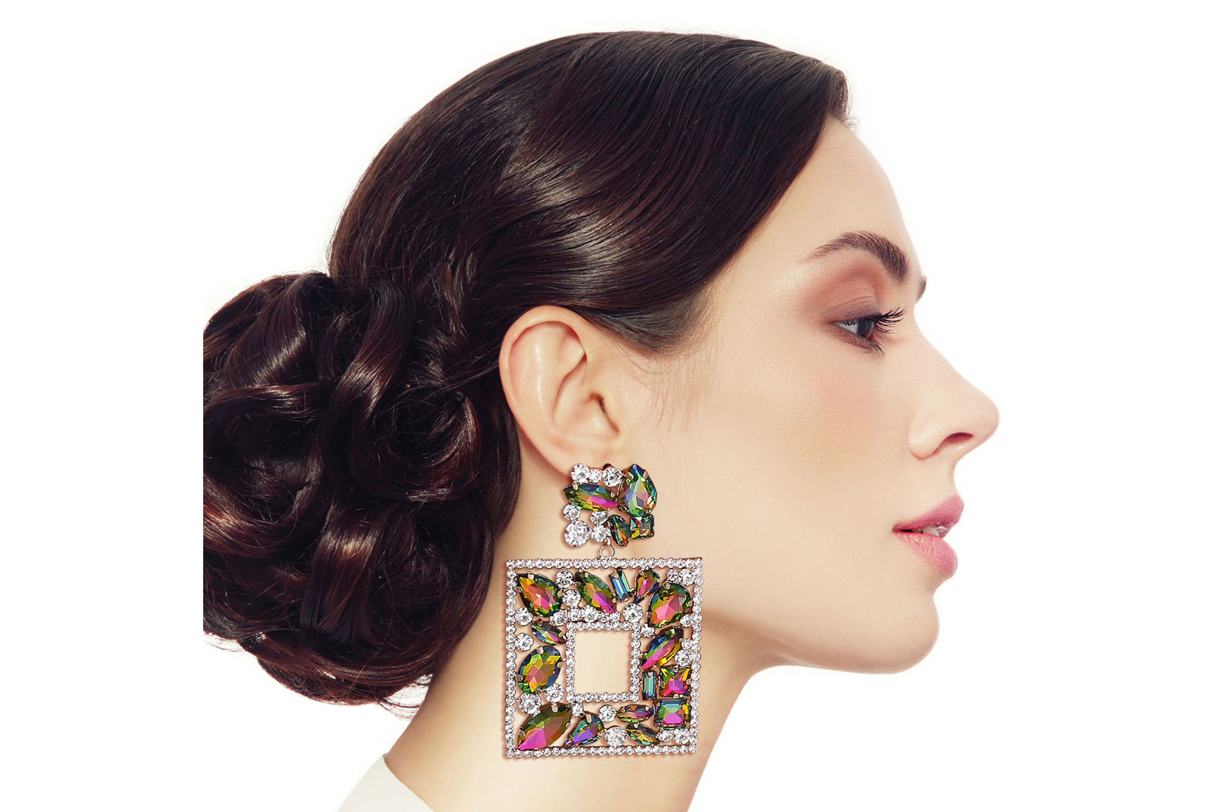 Pink deals green earrings