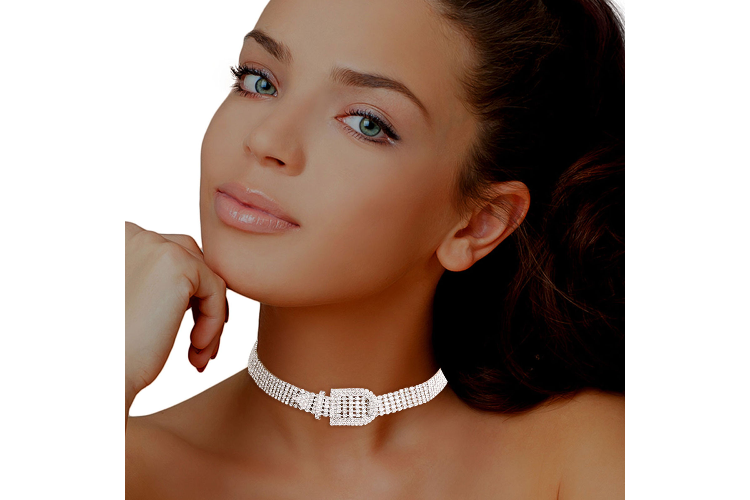 Silver 5 Row Belt Buckle Choker Order Wholesale