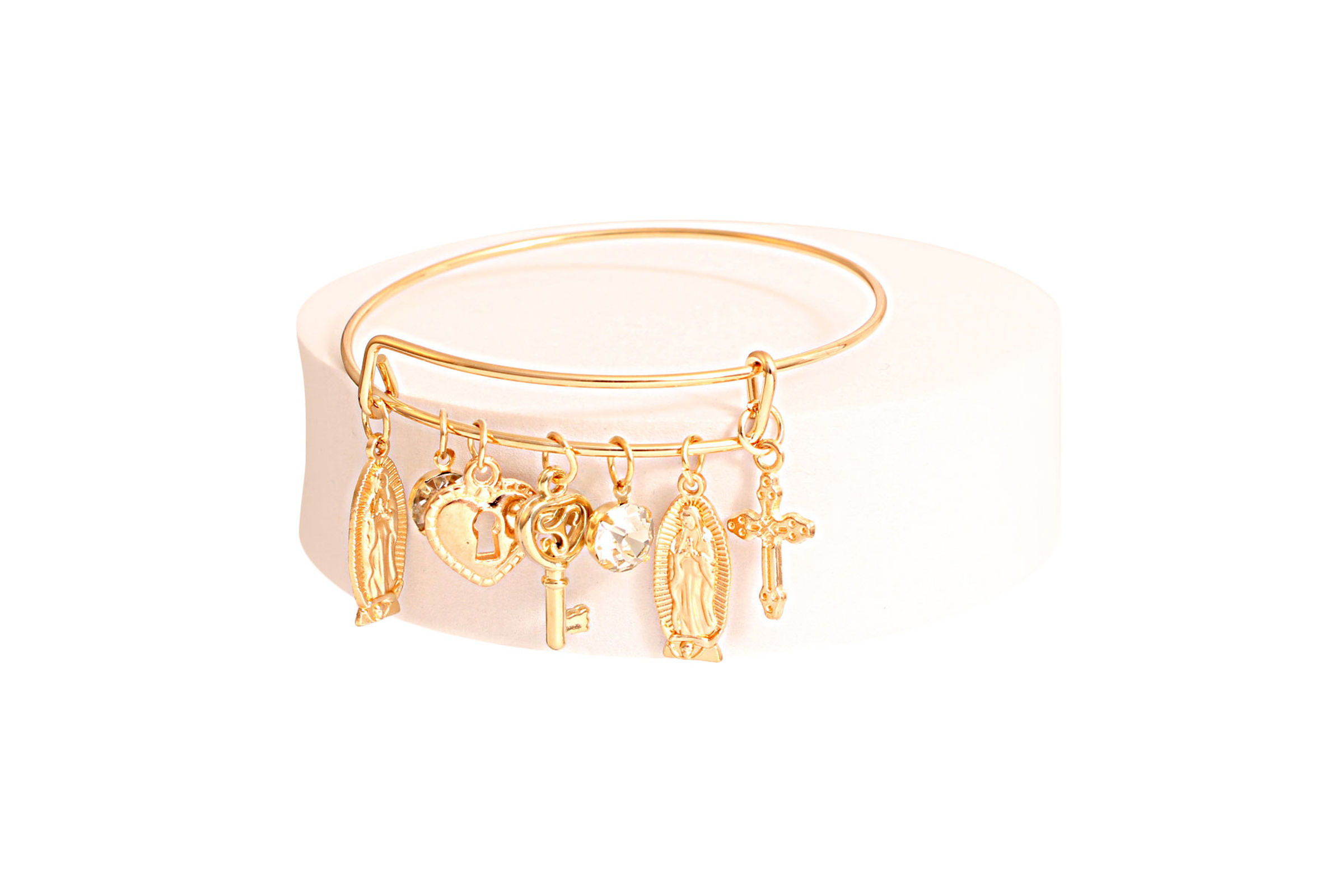 Guardian Angel Eye Hook Bangle Bracelet - Gold-Filled Charm (5407GF) / 6.25 inch
