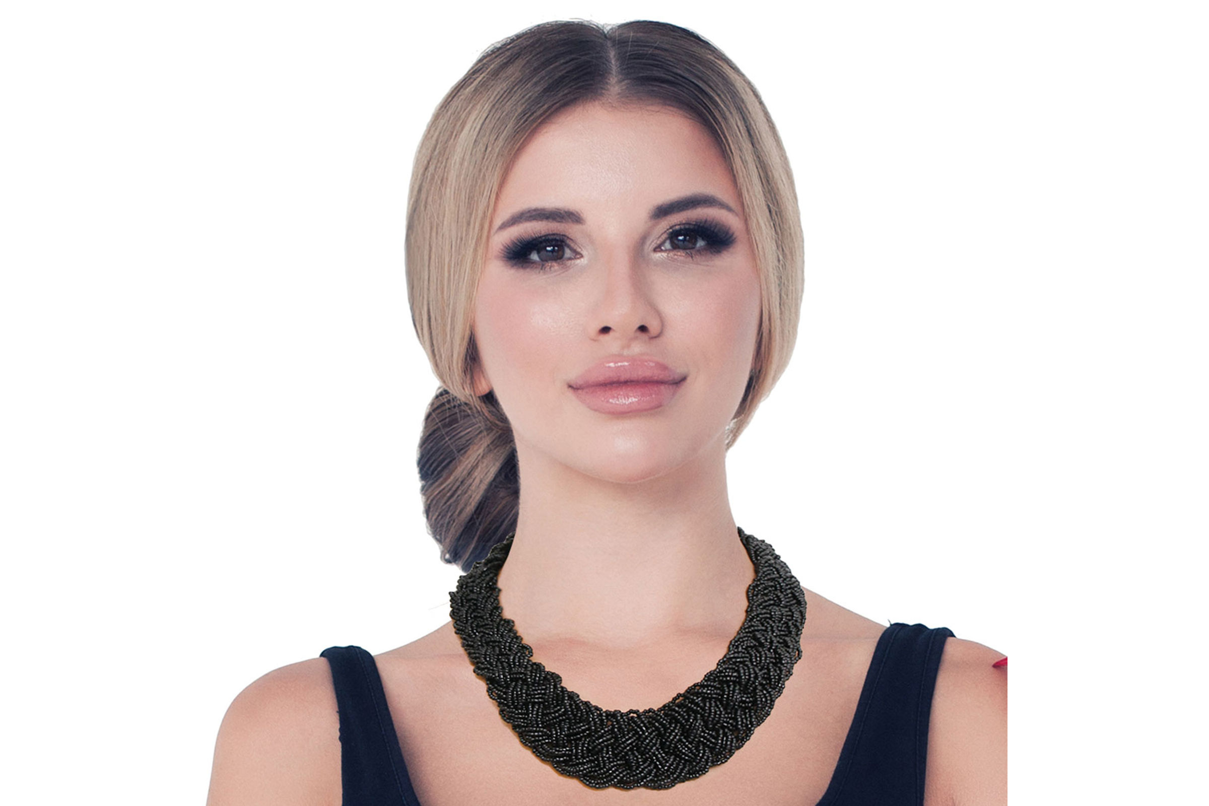 Black seed outlet bead necklace