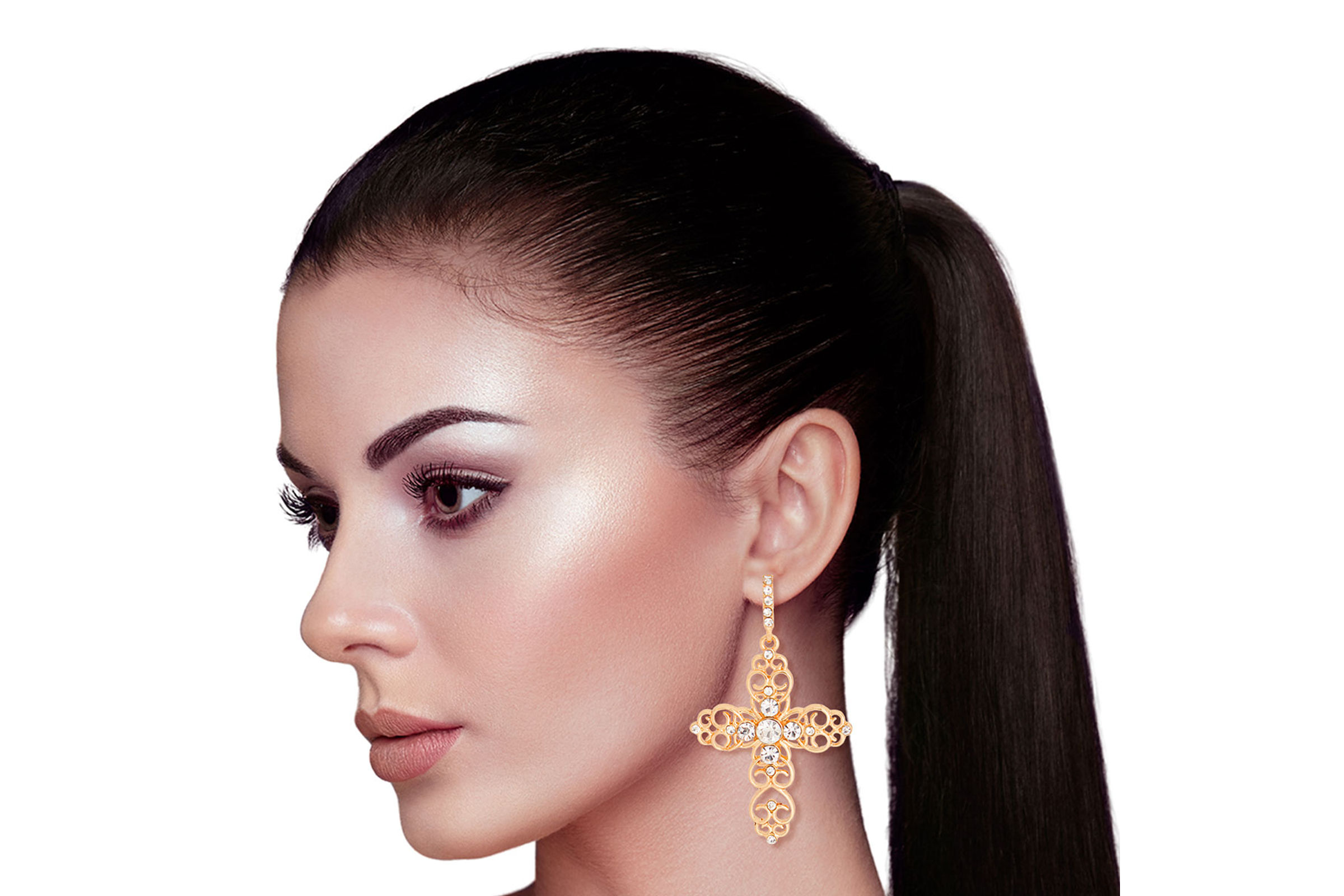 Filigree cross earrings sales