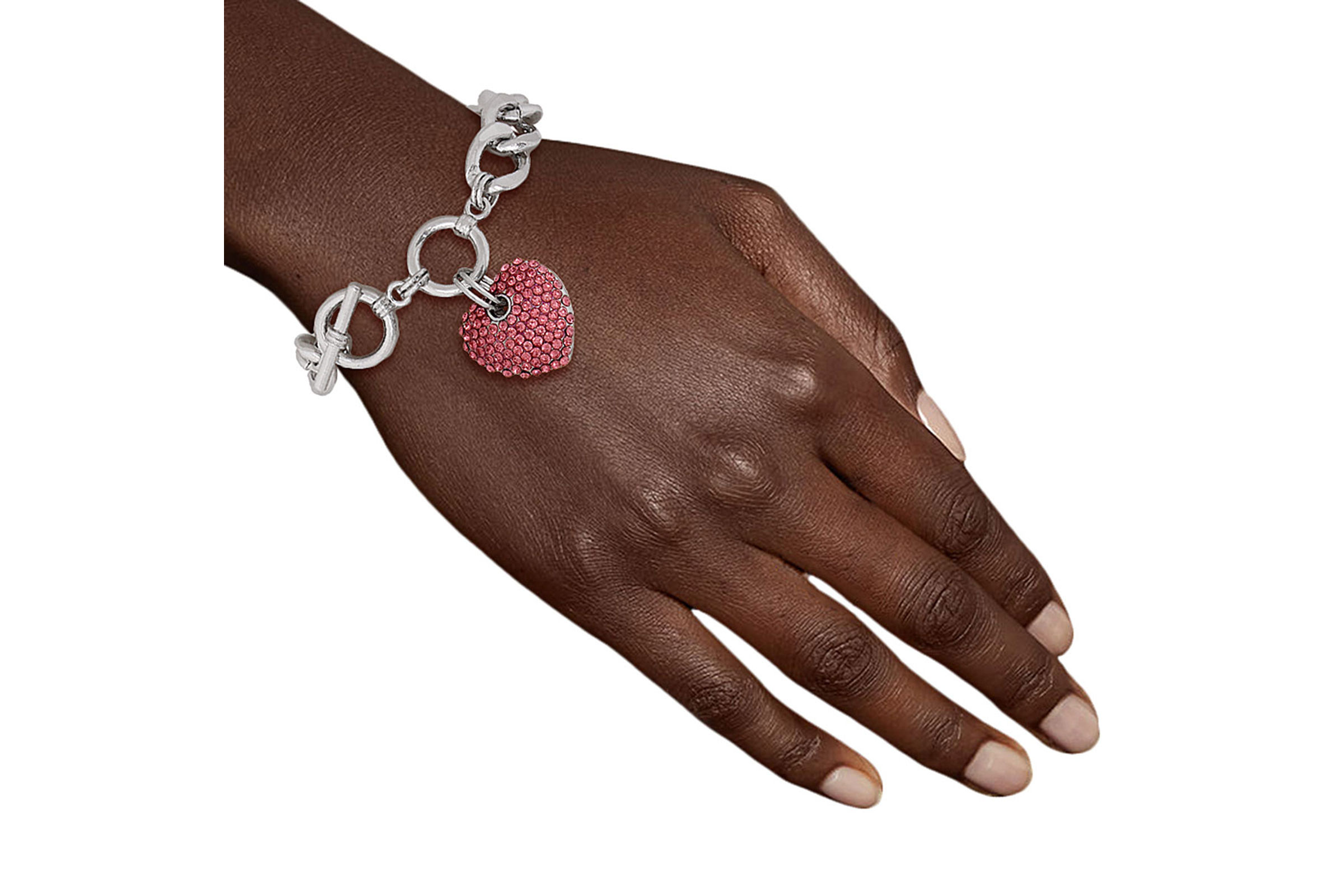 Silver bracelet deals with pink stones