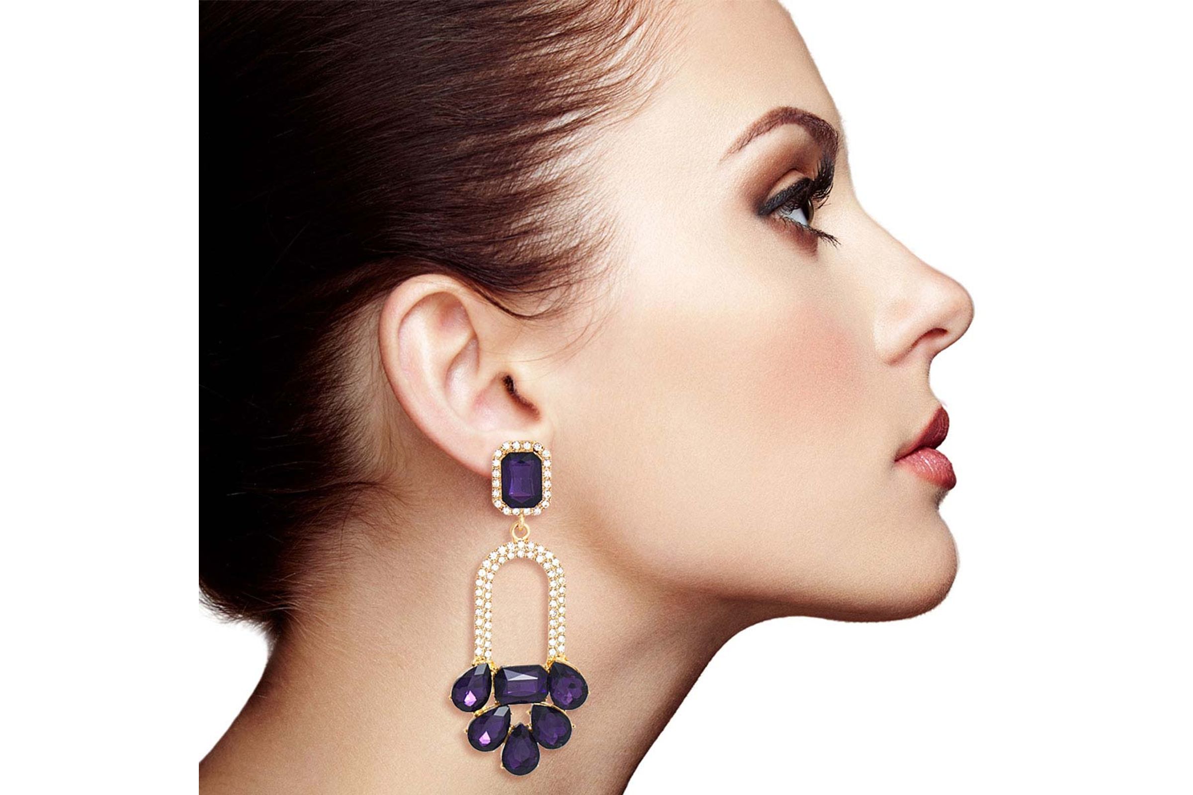 Buy Purple Earrings,purple Bridal Earrings Drop,amethyst Earrings,rose Gold  Earrings,crystal Earrings,purple Bridal Earrings,bridesmaid Gift Online in  India - Etsy