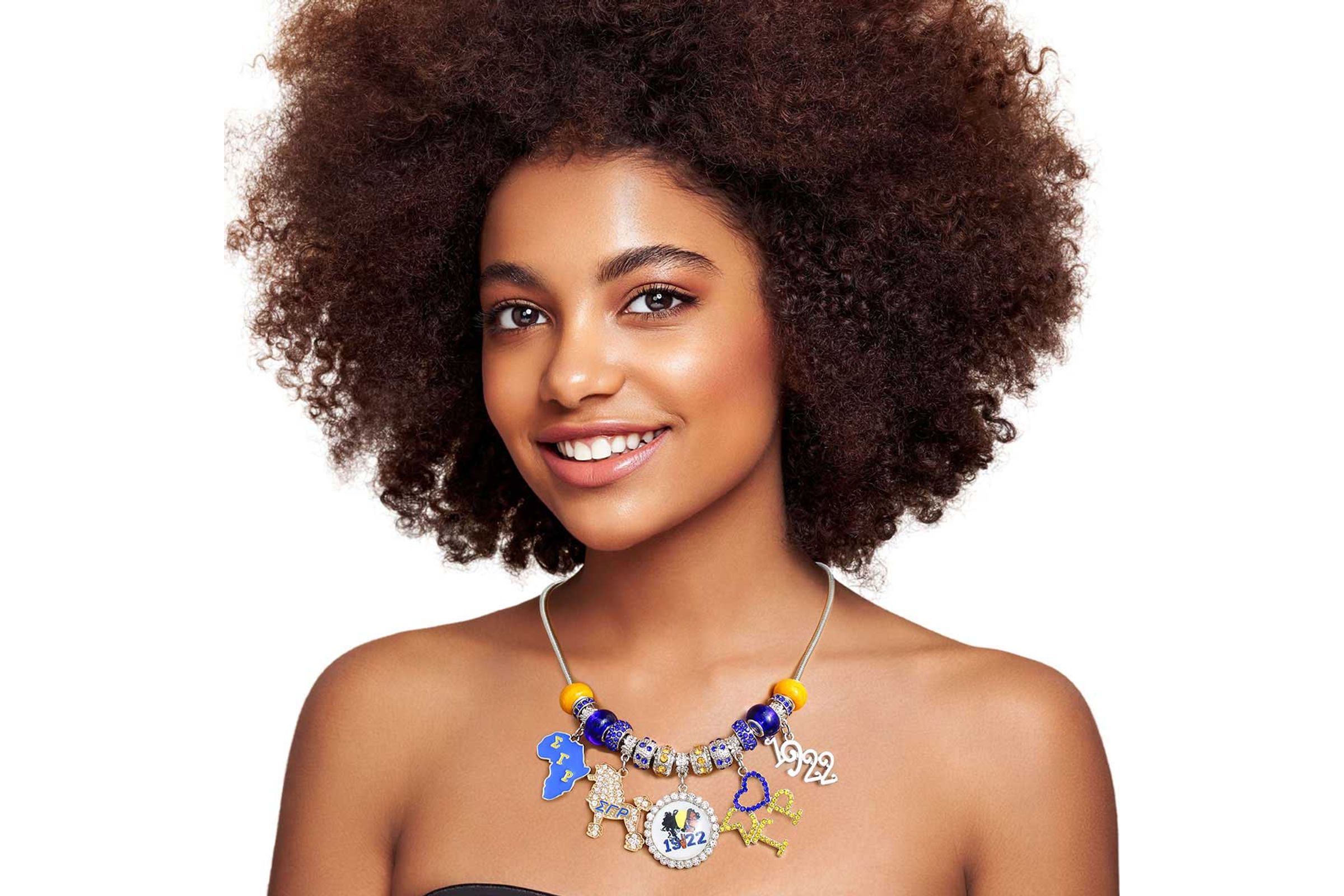 Blue Gold Sorority Charm Necklace