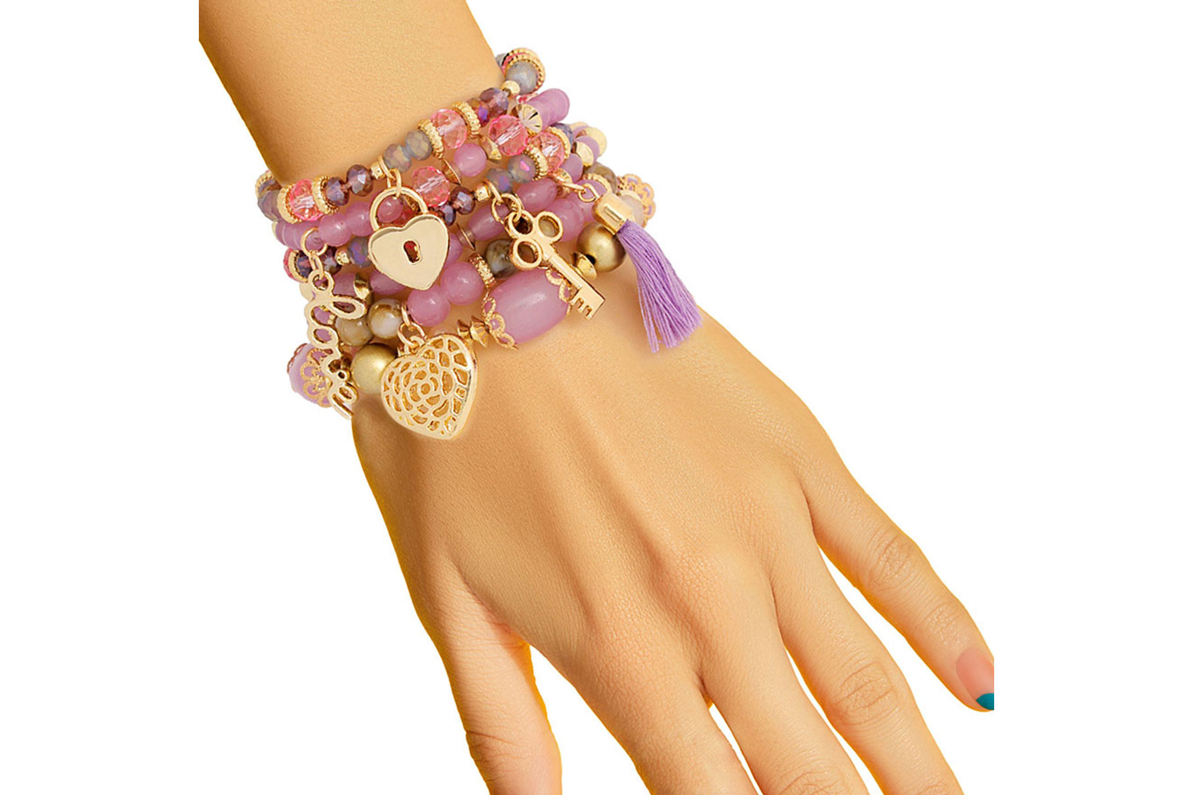 Glass charm bracelet hot sale
