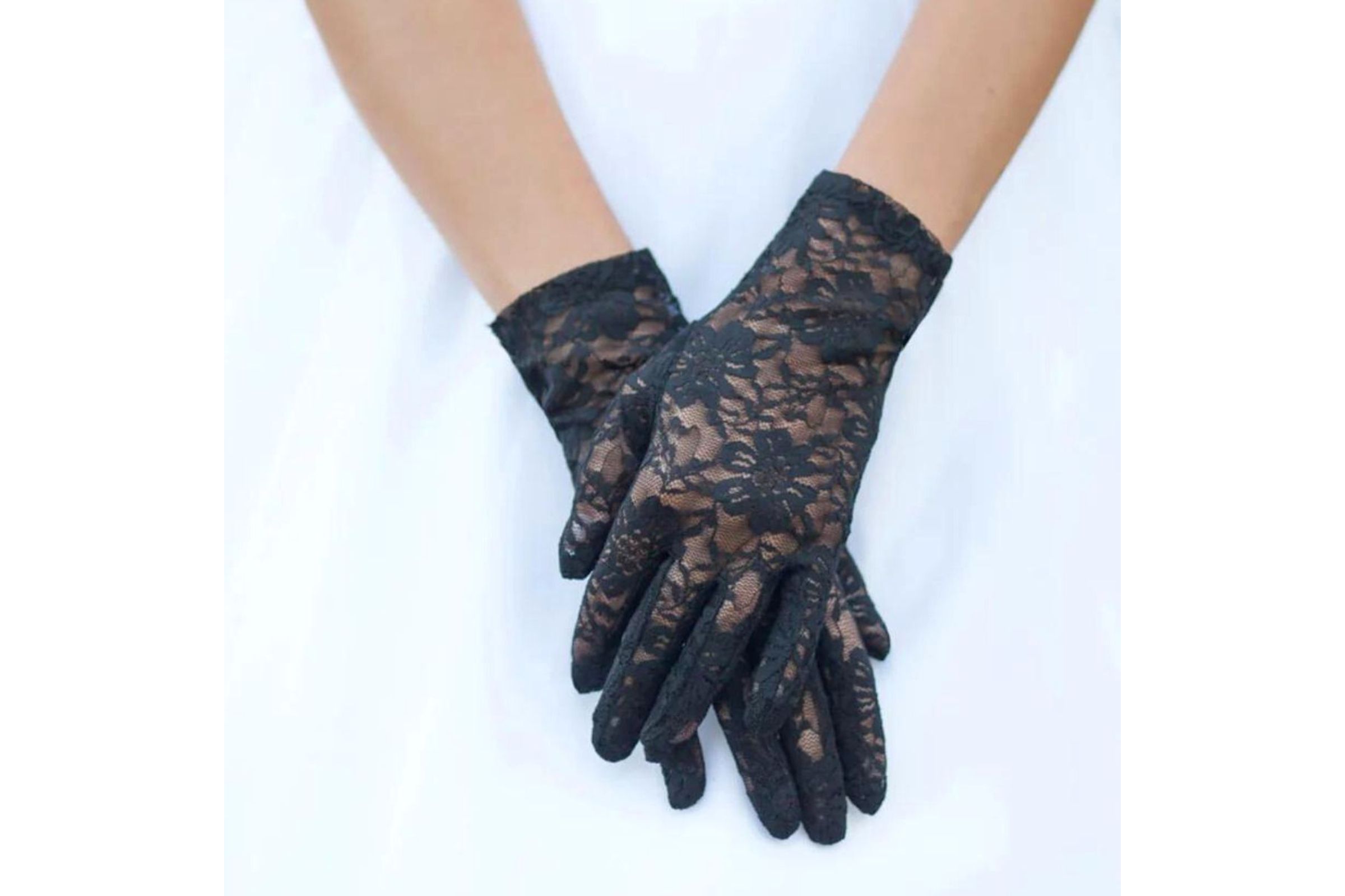 Short lace sales gloves black