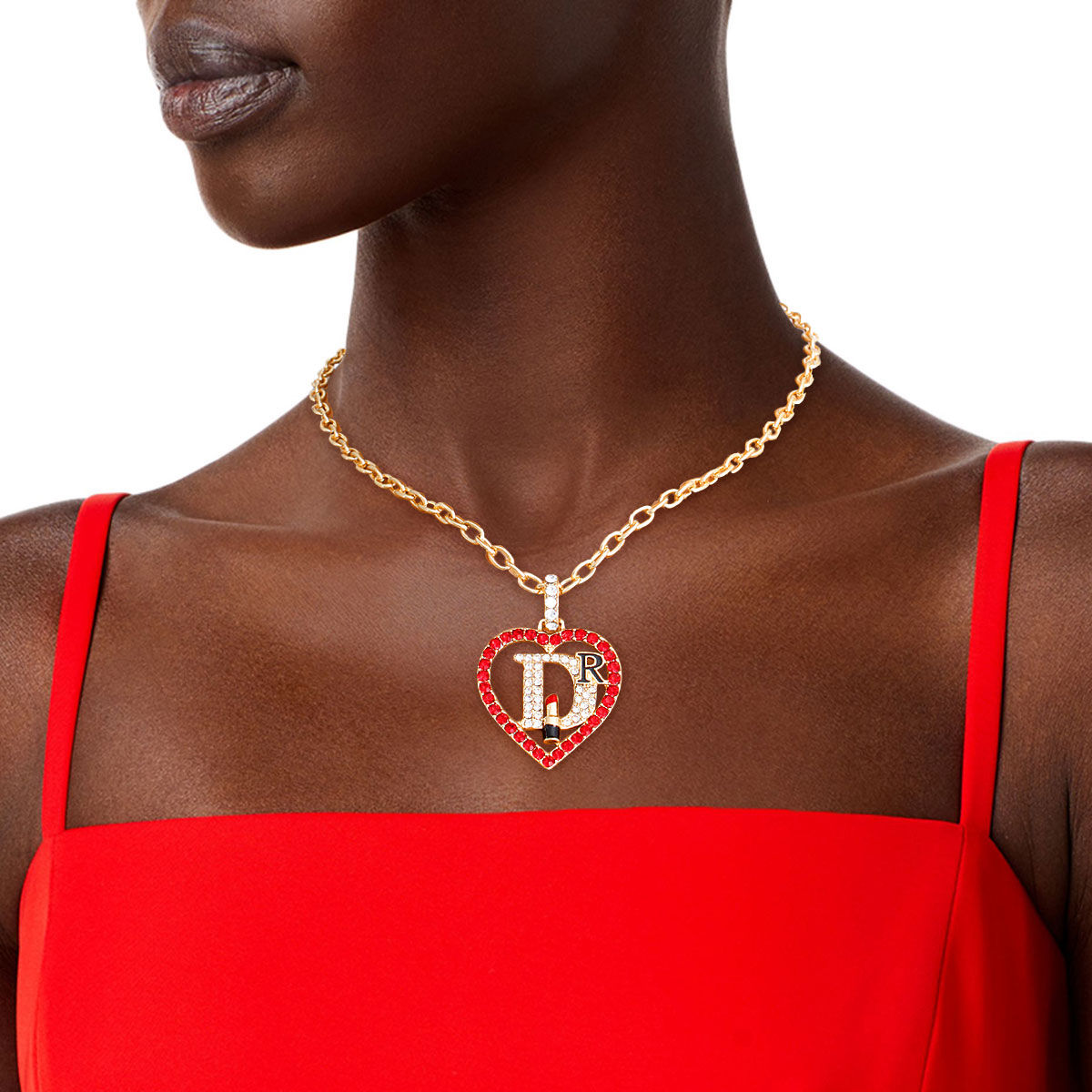 Dior red heart necklace clearance