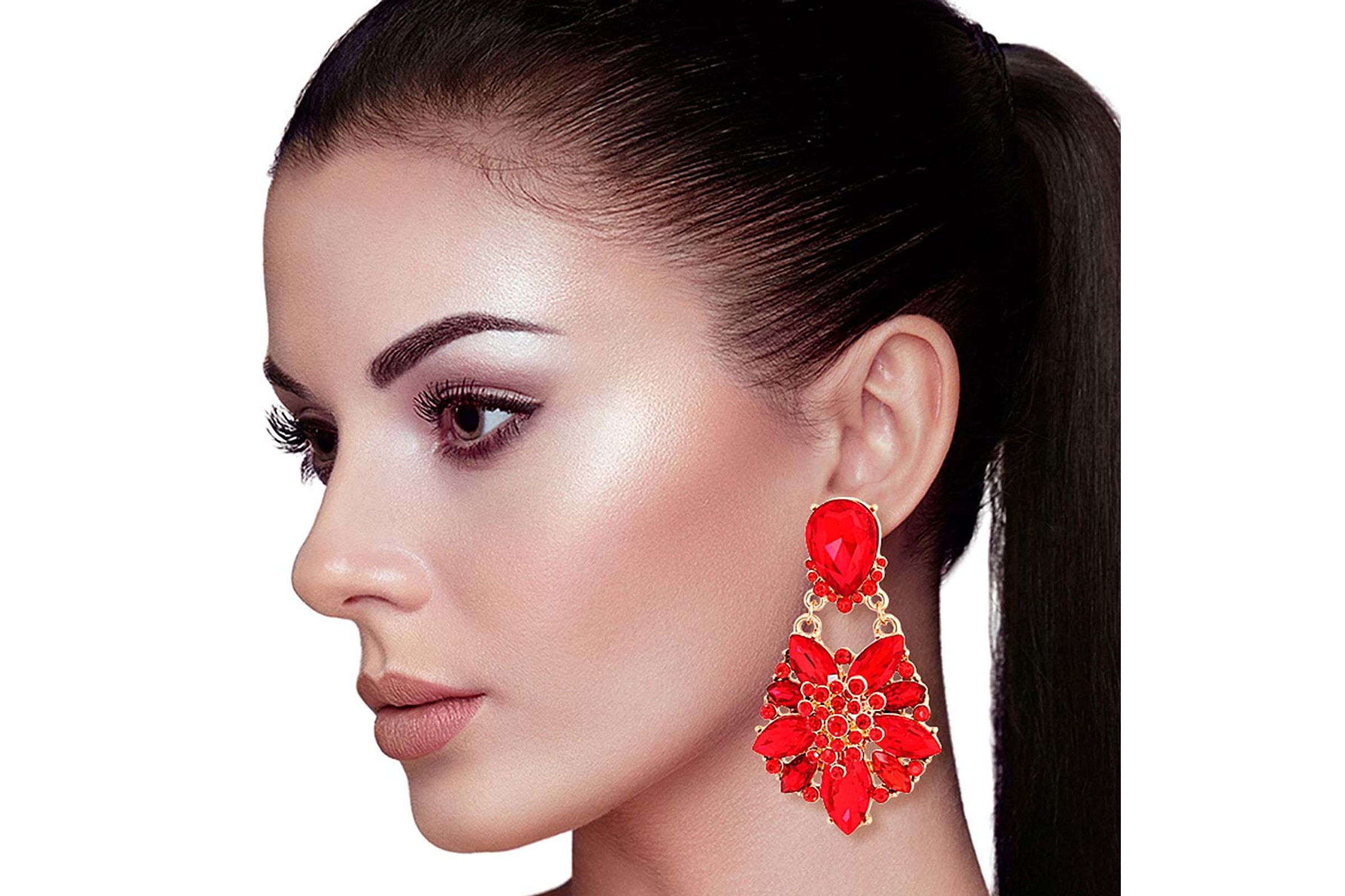Dangle discount red earrings