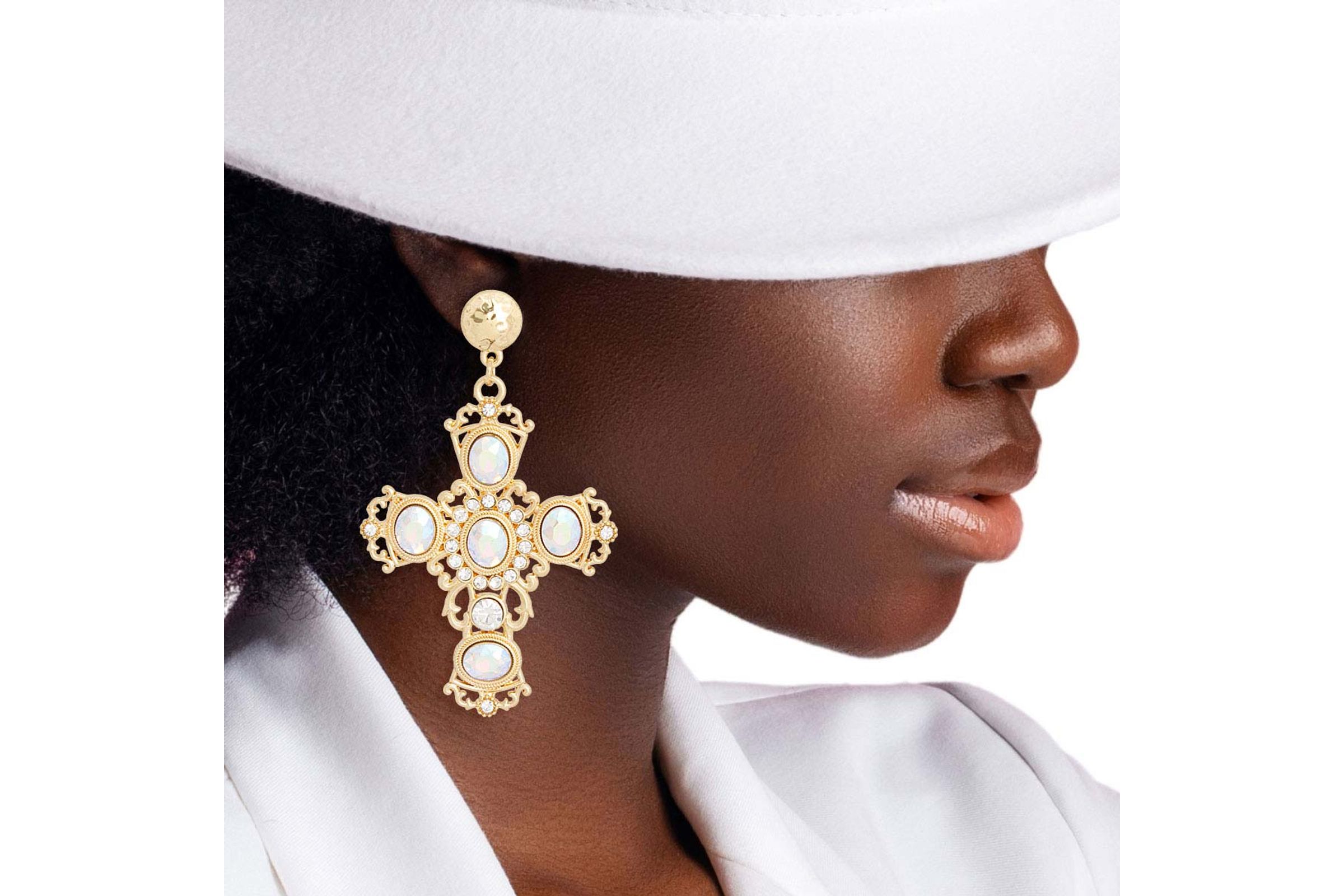 Big gold clearance cross earrings