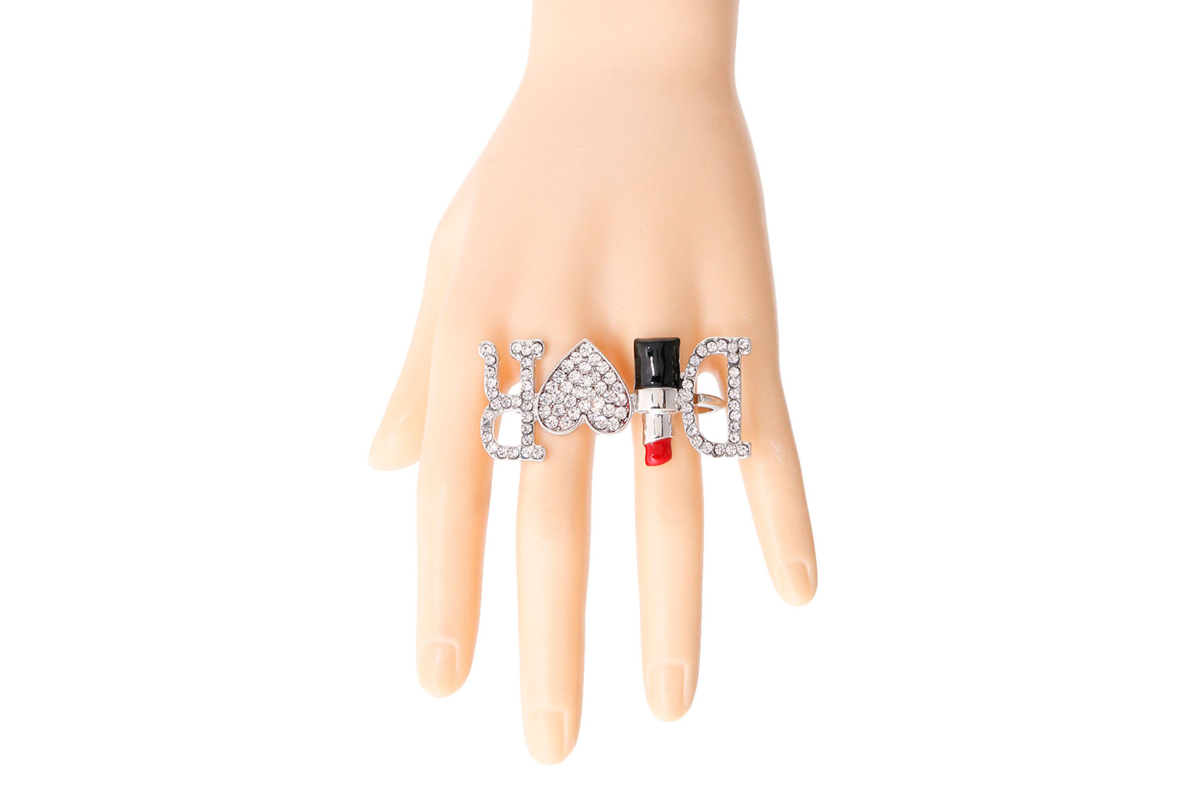 Silver Dior 2 Finger Ring Order Wholesale