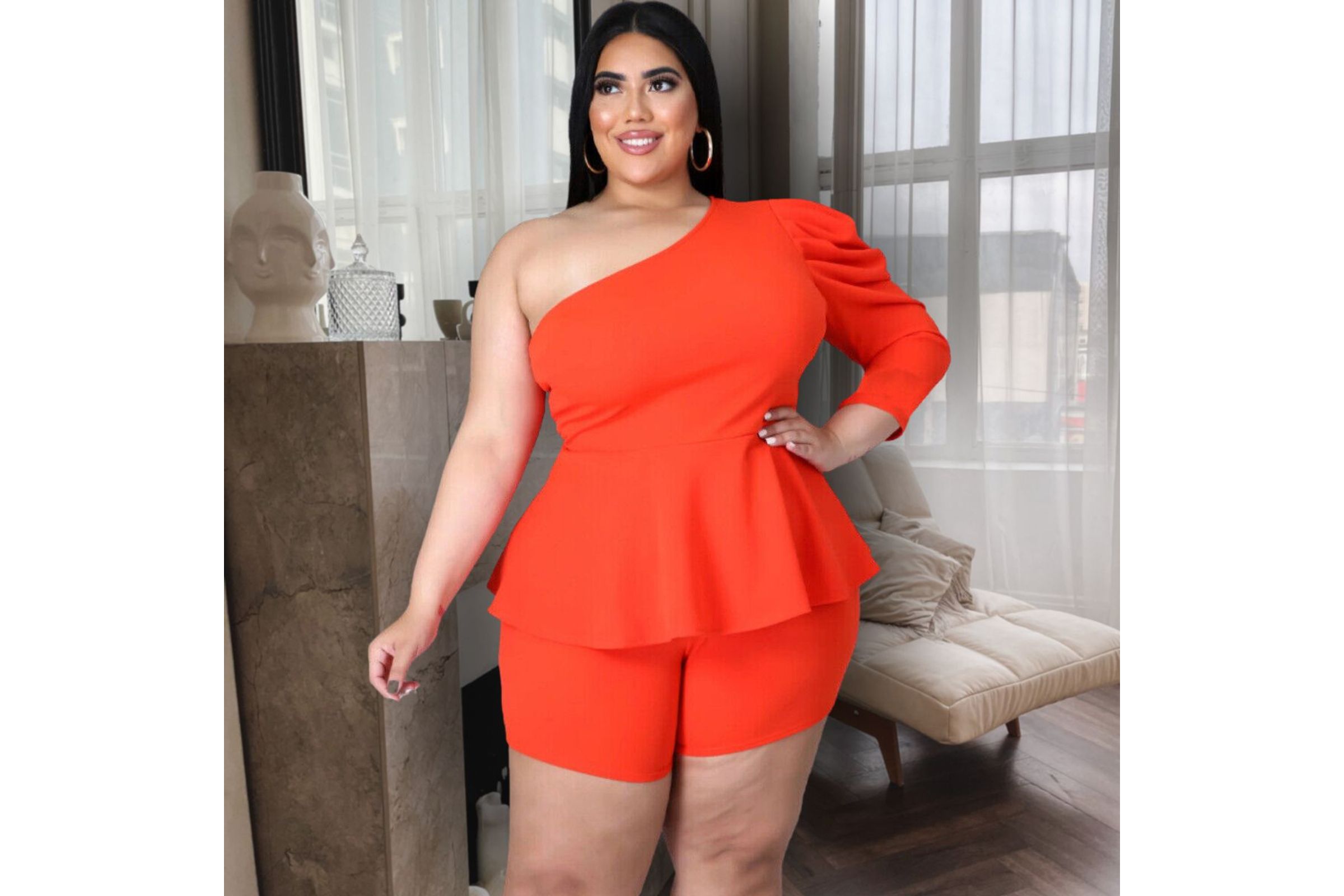 Coral peplum top deals