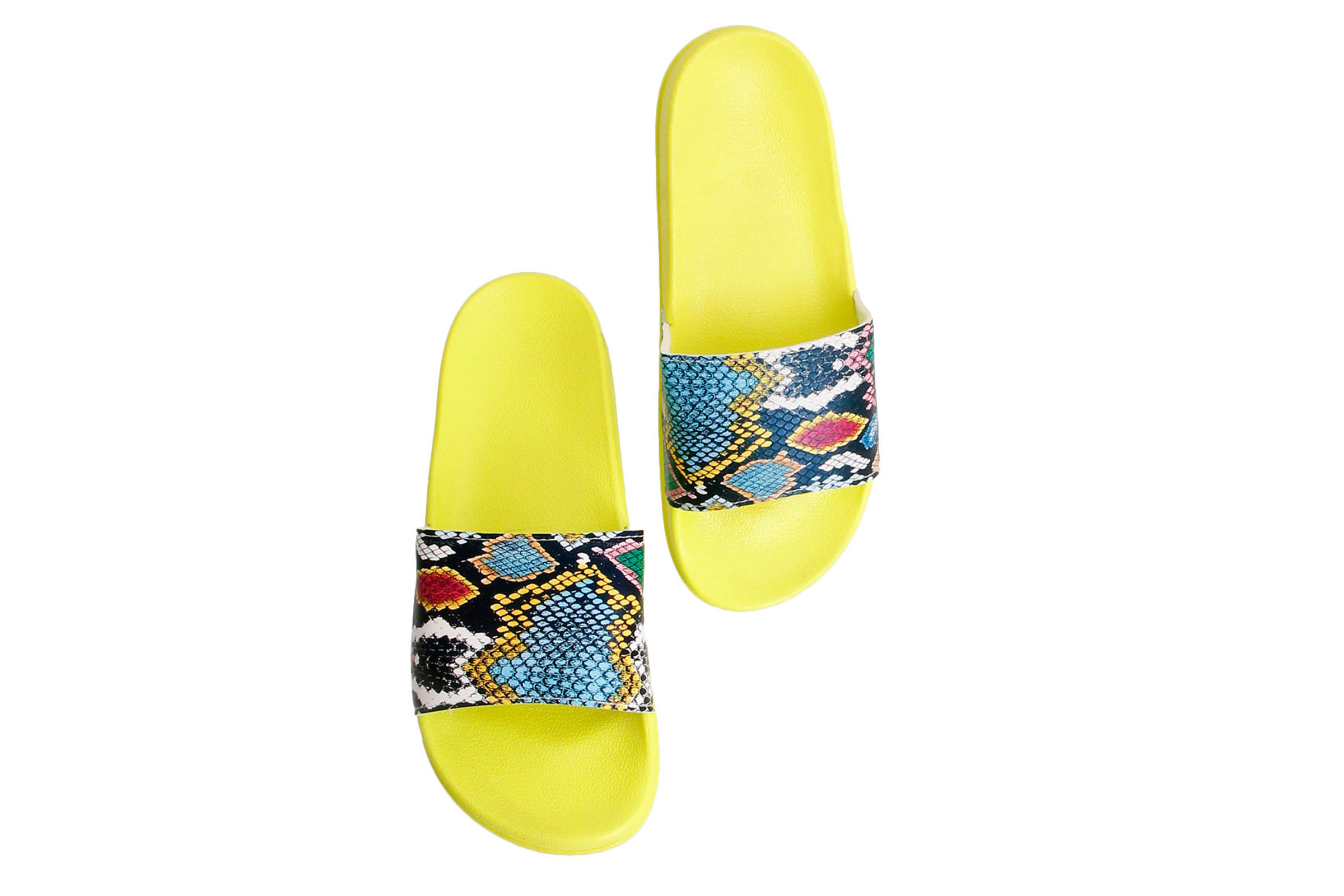 Neon snake print slides discount