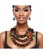 Necklace Wooden Cluster Bead Striking Set Women