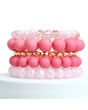 Matte Pink Ball and Glass Bracelets