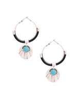 Burnished Silver Turquoise Shell Hoops