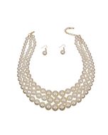 Luxurious Layers: Cream Pearl 3-Strand Gold Layered Necklace Set