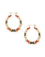 Red and Green Bling Thin Bamboo Hoops