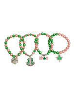 AKA Sorority Inspired Pink Green Pearl Bracelets
