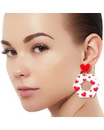 White Hexagon Heart Earrings