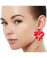 Red Pink Glitter Heart Earrings