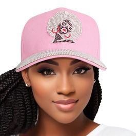 Wholesale Hat Pink Afro Rhinestone Baseball Cap for Women