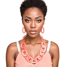 Wholesale Necklace Retro Long Marbled Pink Set for Women